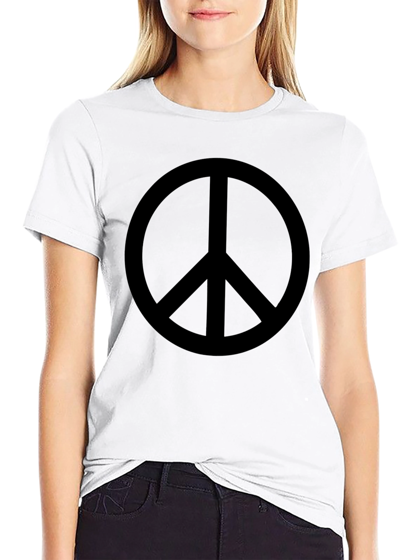 Black Peace Sign Graphic Black T-Shirt view 9