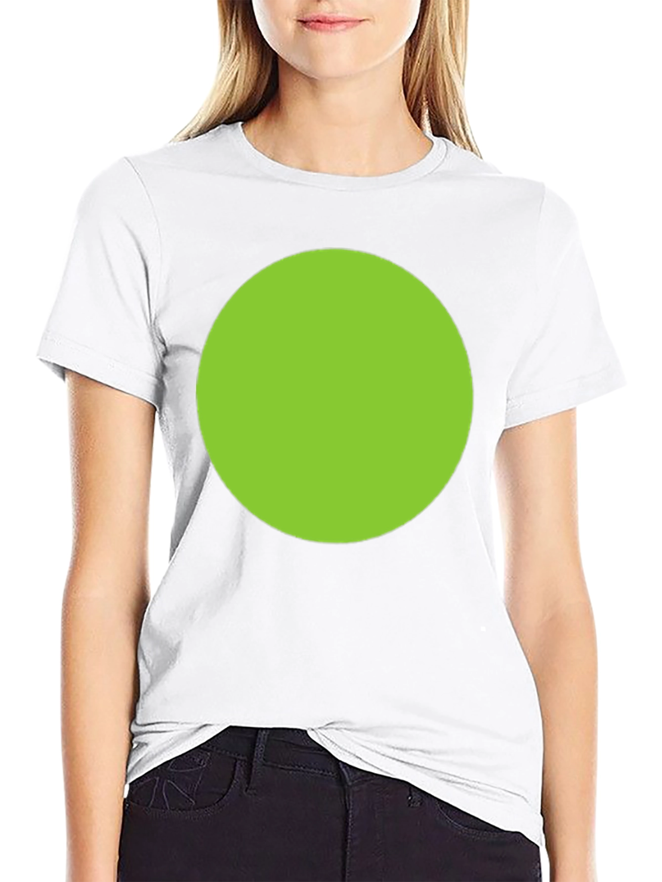 Black Men's Black T-Shirt with Green Circle Design view 9