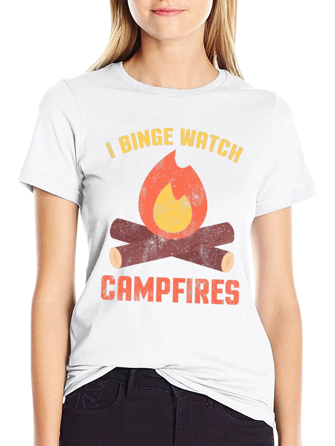 Black I Binge Watch Campfires Graphic Tee view 9