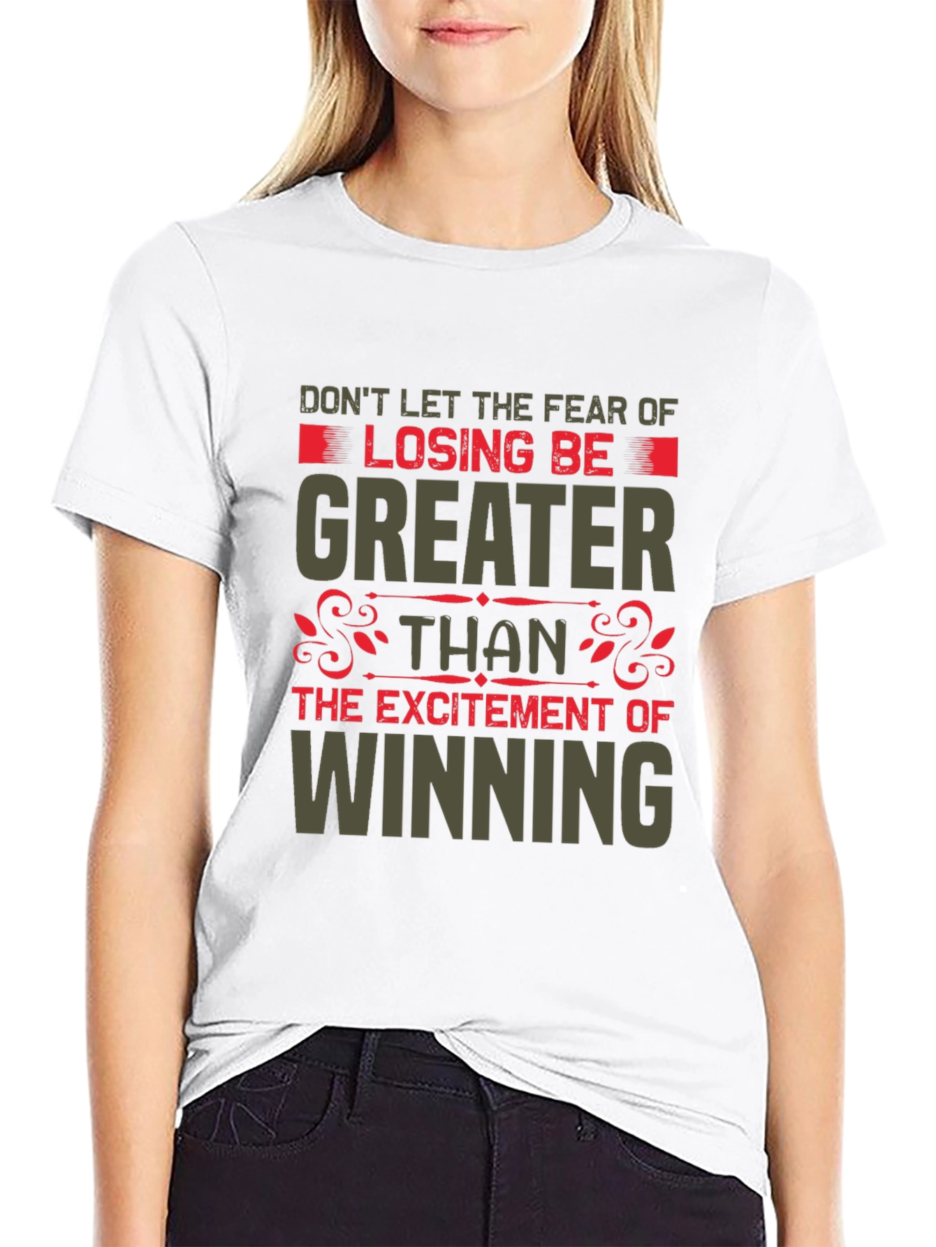 Black Motivational Graphic Tee - Don't Fear Losing view 9