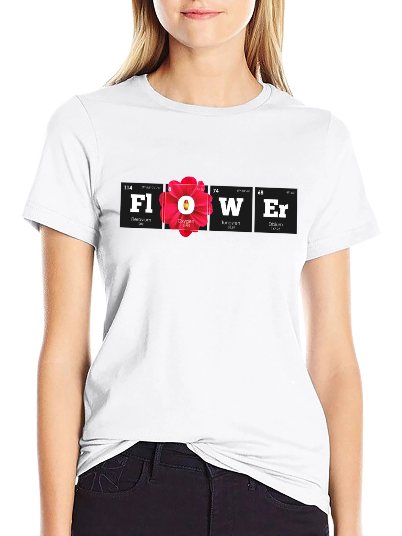 Black Periodic Table Flower Graphic Tee view 9