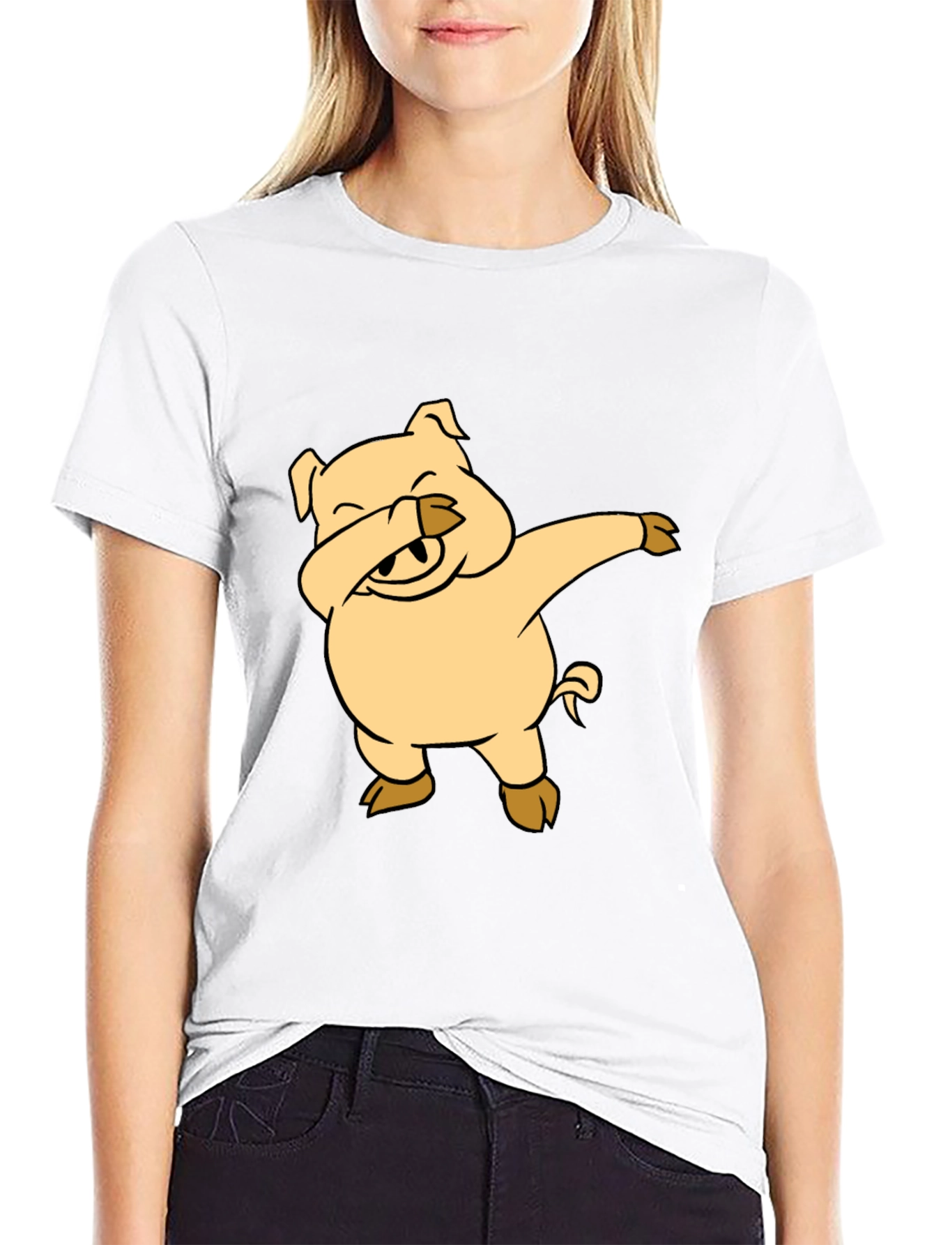 Black Dabbing Pig Graphic T-Shirt - Funny Animal Tee view 9