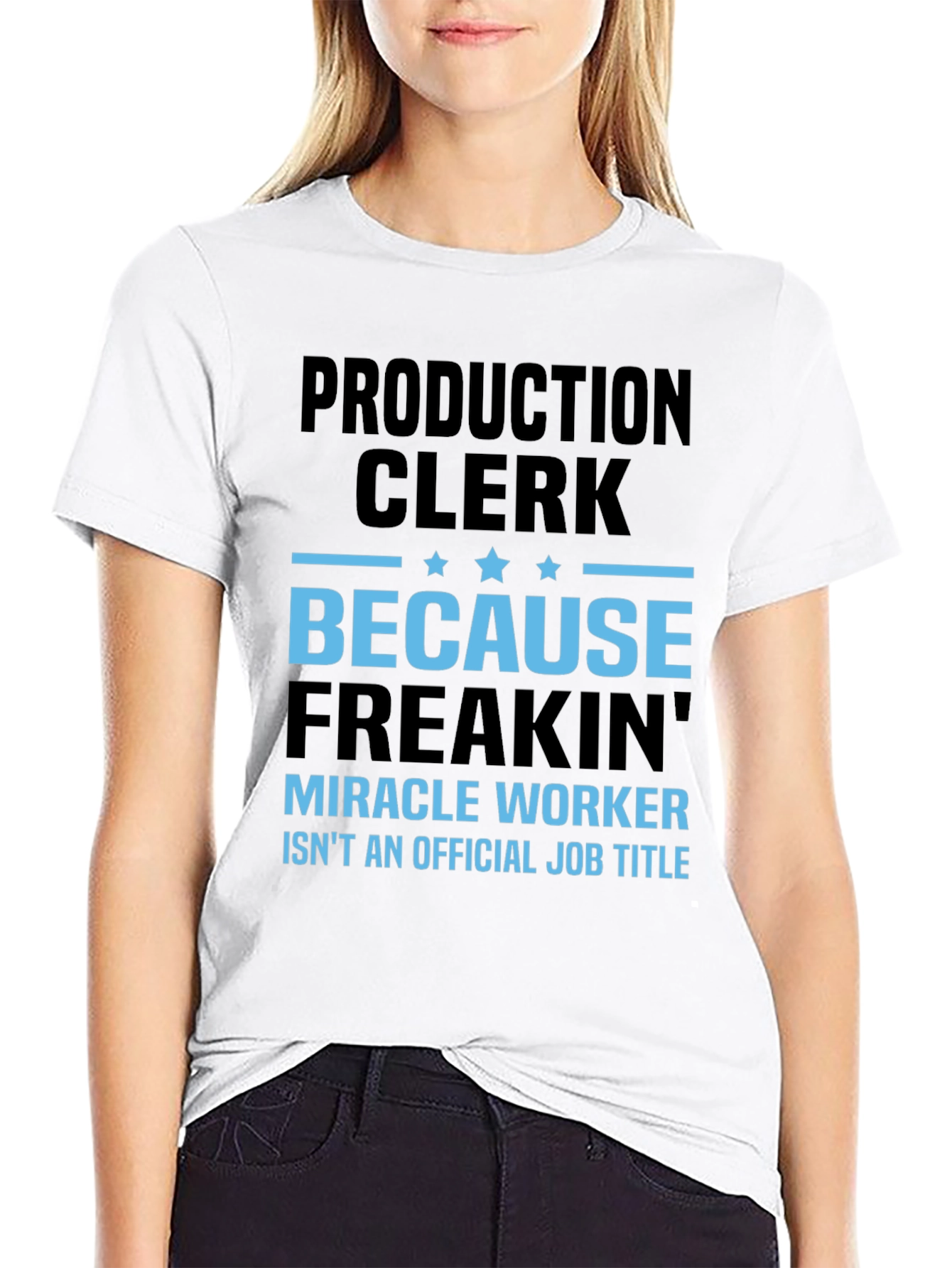 Black Production Clerk Miracle Worker T-Shirt view 9