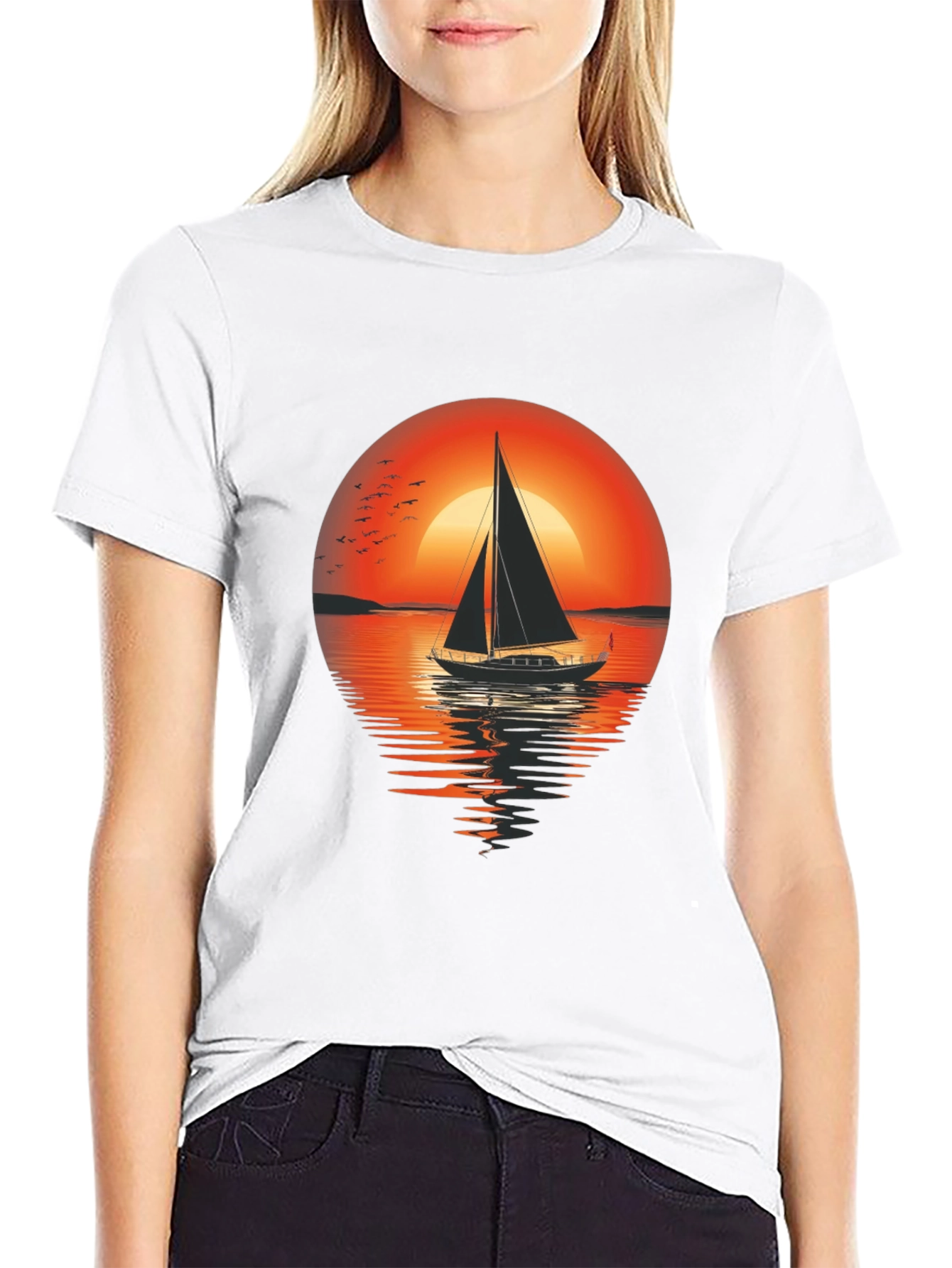 Black Sunset Sailboat Graphic Tee - Comfort Fit view 9