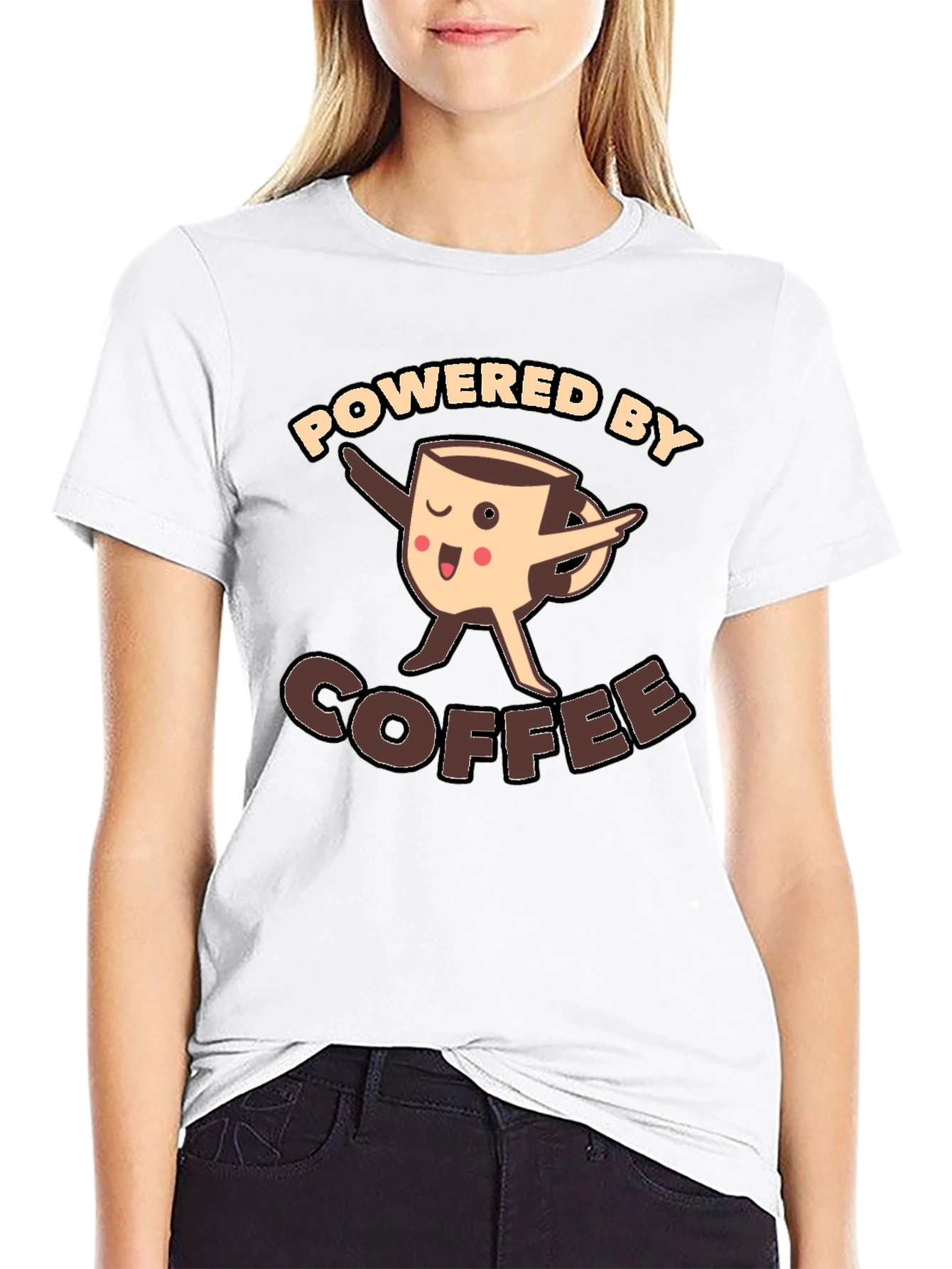 Black Powered By Coffee Funny T-Shirt view 9