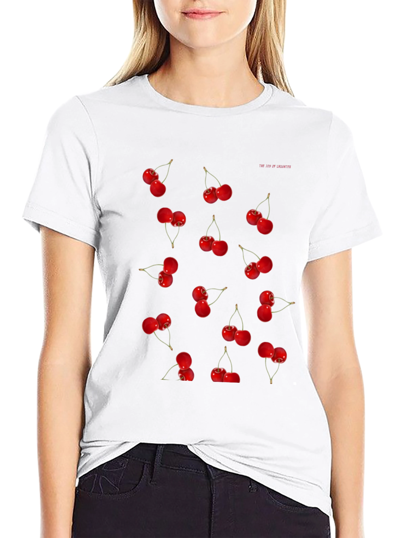 Black Cherry Print Black T-Shirt view 9
