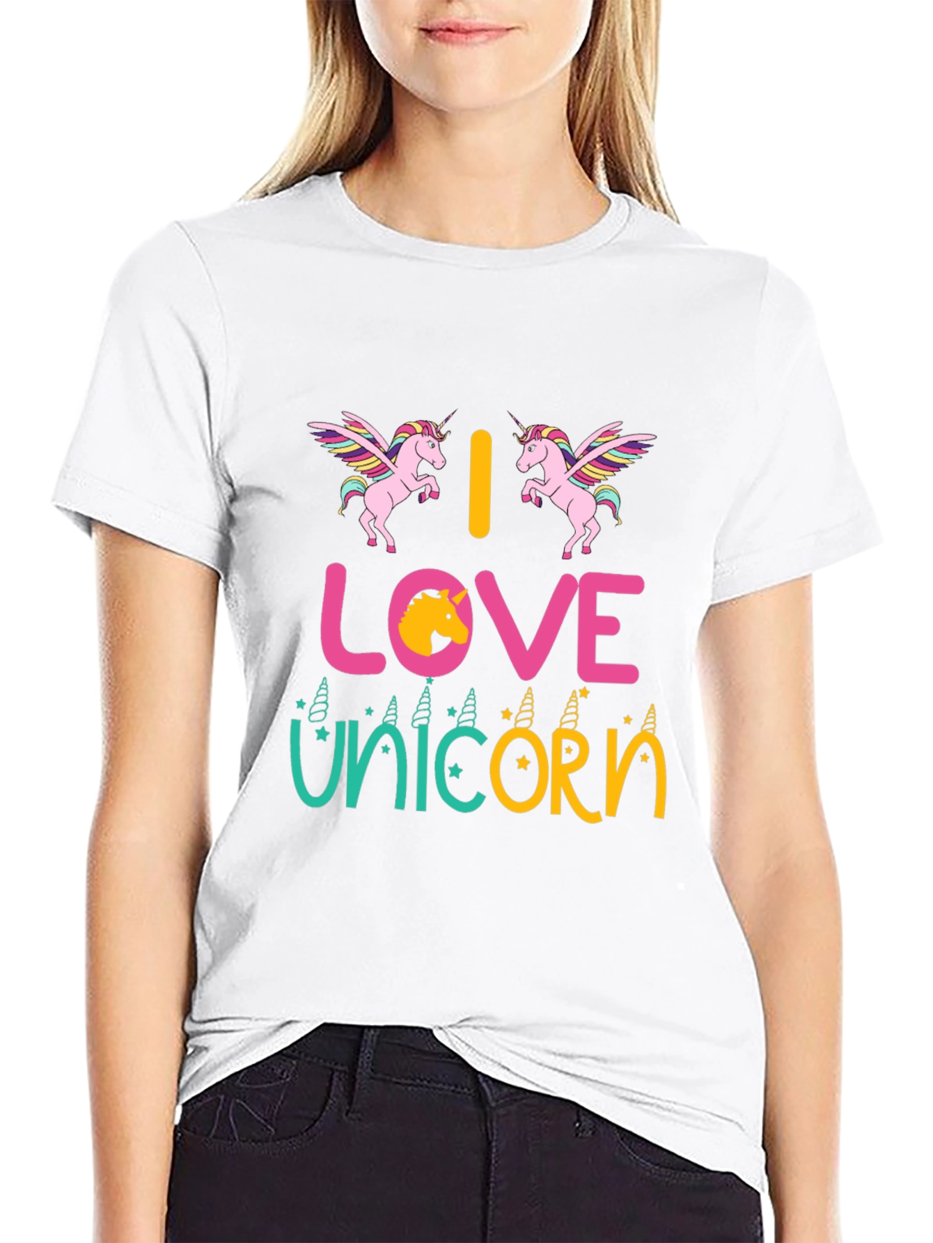 Black I Love Unicorns Graphic T-Shirt view 9