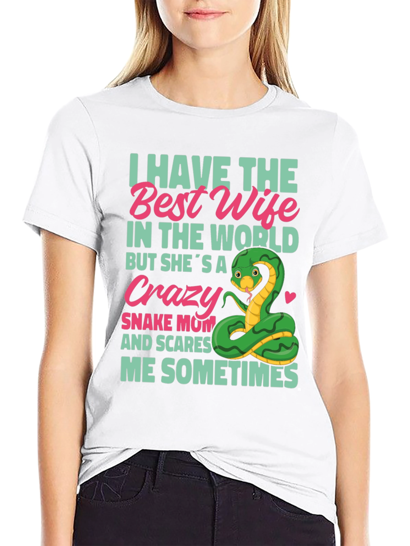 Black Crazy Snake Mom T-Shirt - Best Wife Ever! view 9