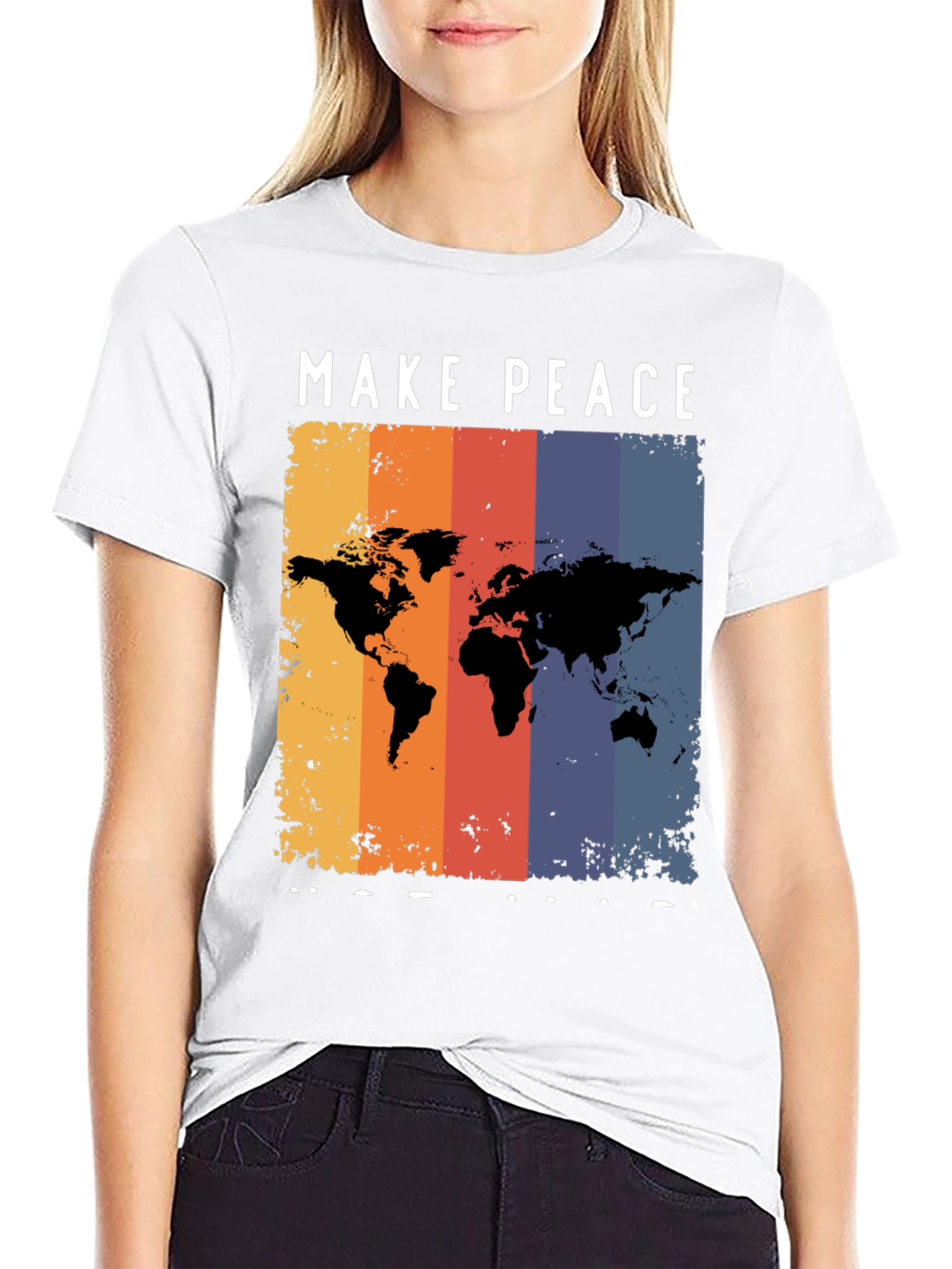 Black Make Peace Not War Graphic T-Shirt view 9