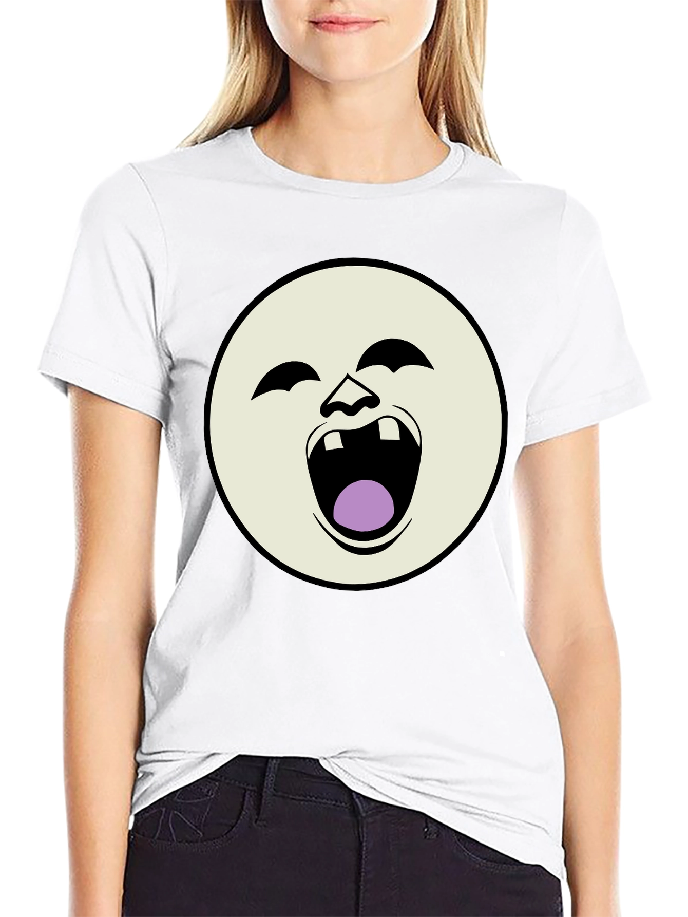 Black Laughing Face Graphic Black T-Shirt view 9