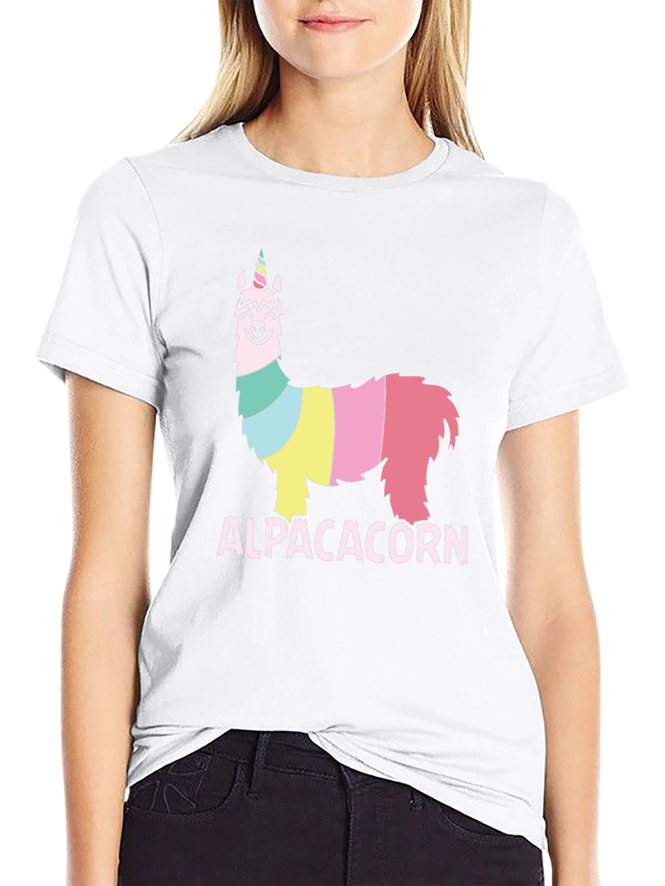 Black Alpacacorn T-Shirt - Fun, Colorful Alpaca Unicorn Design view 9