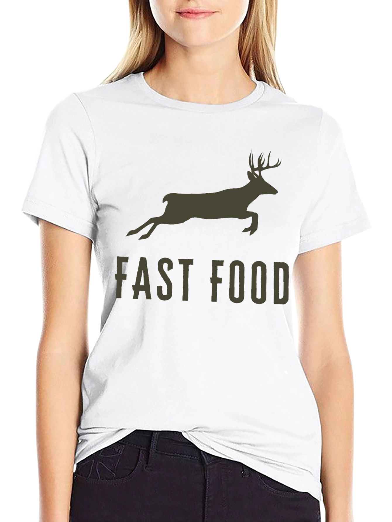 Black Fast Food Deer Graphic T-Shirt view 9