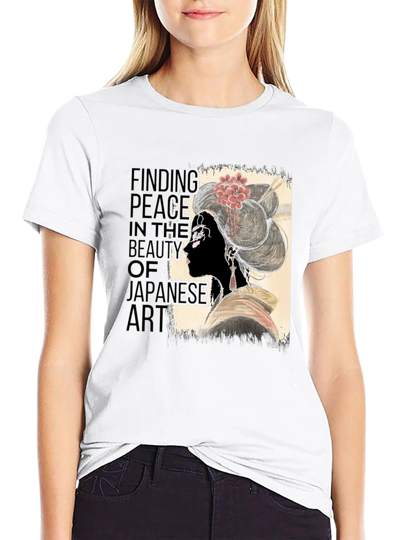 Black Japanese Art Inspired Graphic T-Shirt view 9