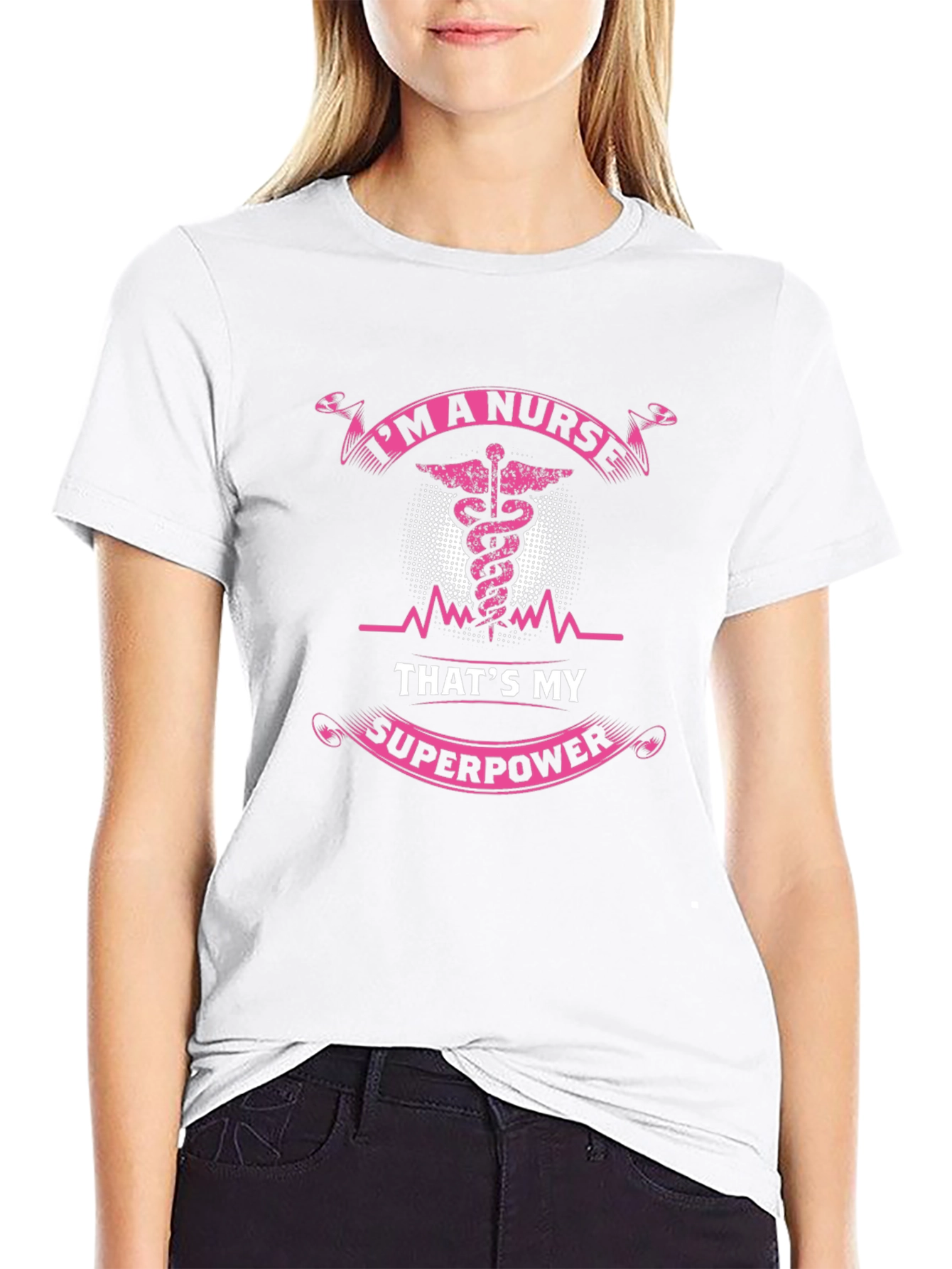 Black I'm A Nurse That's My Superpower Black T-Shirt view 9