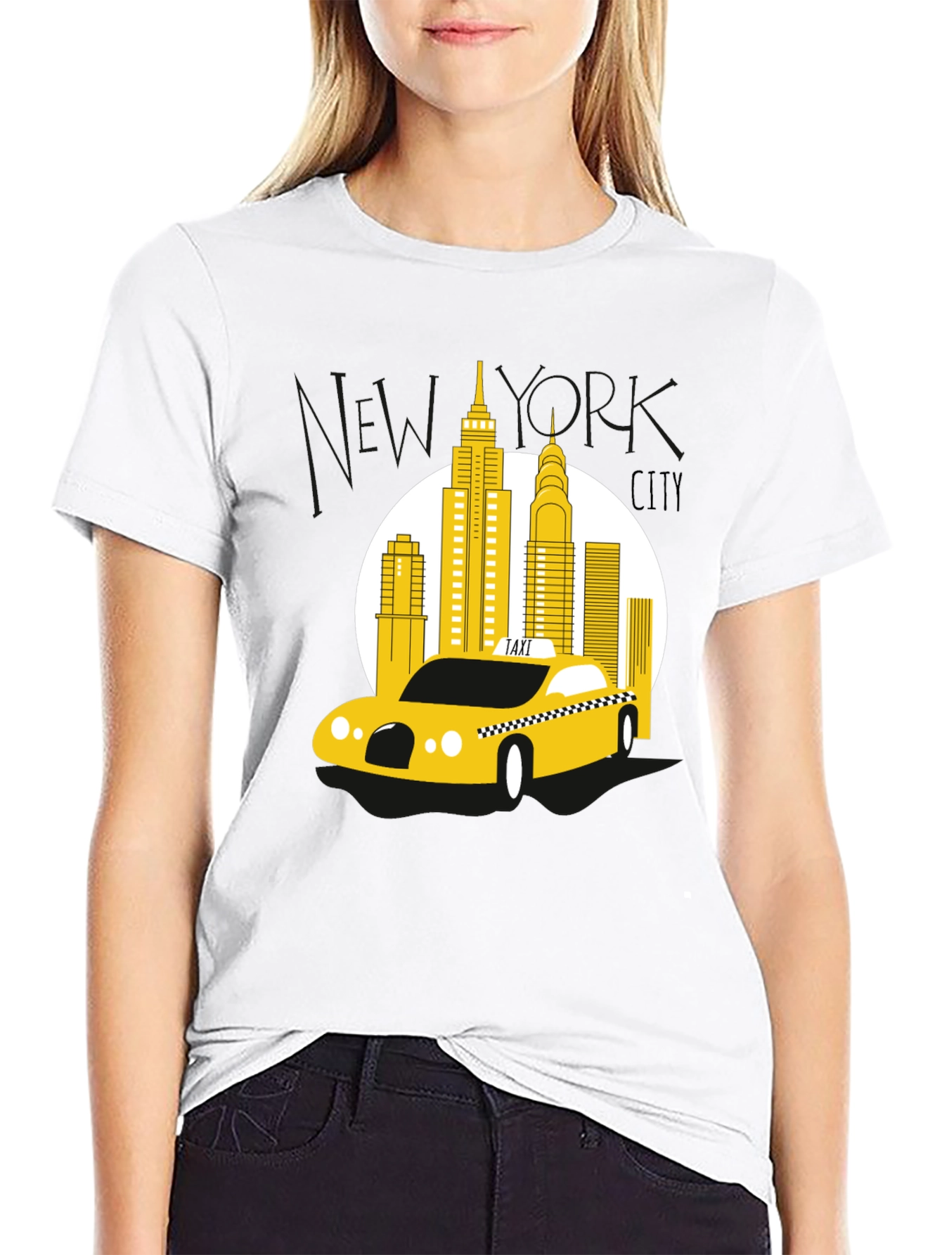 Black NYC Taxi T-Shirt - Cityscape Graphic Tee view 9
