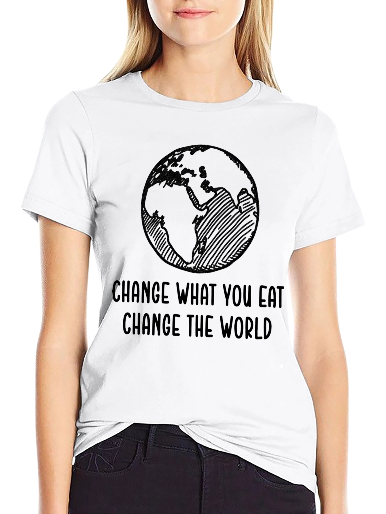 Black Eco-Friendly Graphic Tee - Change What You Eat view 9