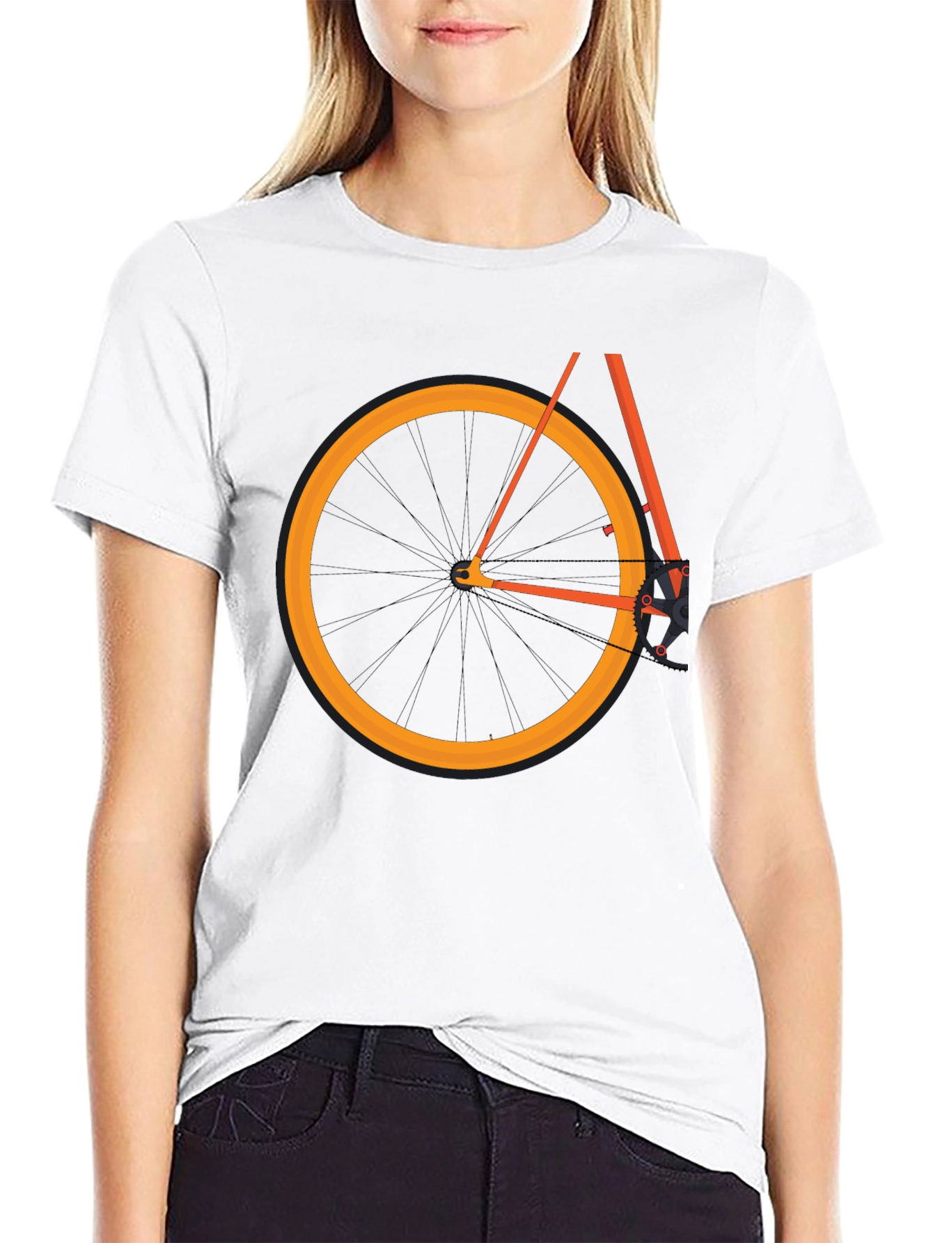 Black Black Bicycle Graphic Tee - Casual Cotton Blend T-Shirt view 9