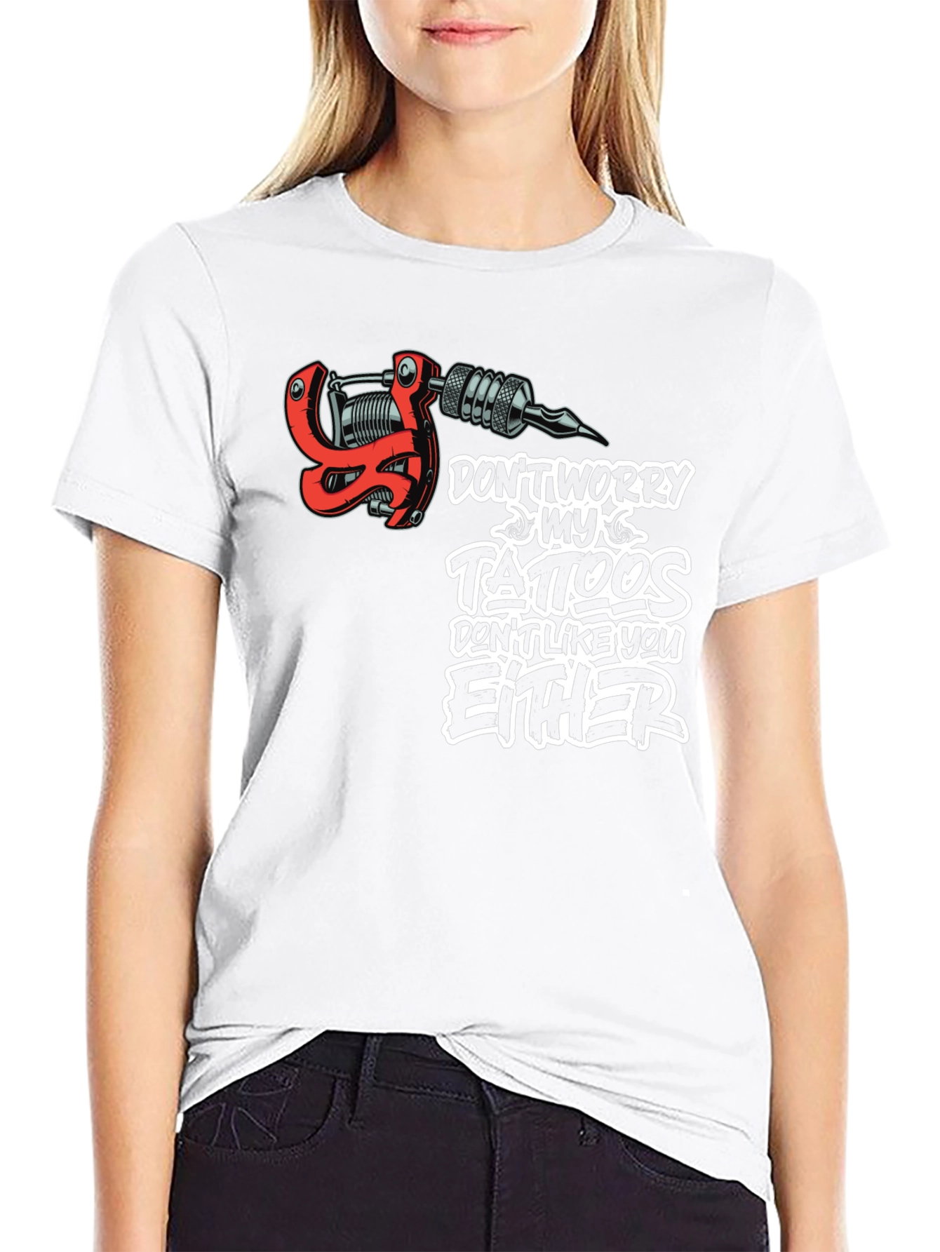 Black Tattoo Lover T-Shirt - Don't Worry My Tattoos view 9