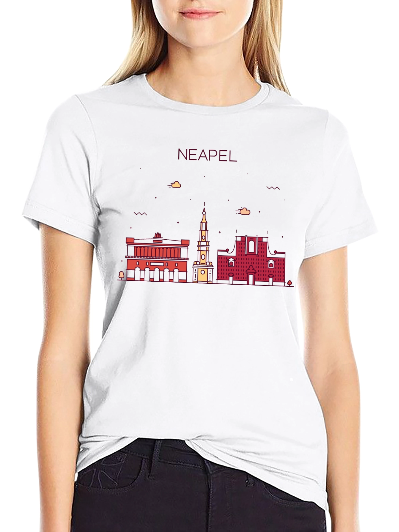 Black Neapel Skyline T-Shirt, Men's Black Graphic Tee view 9