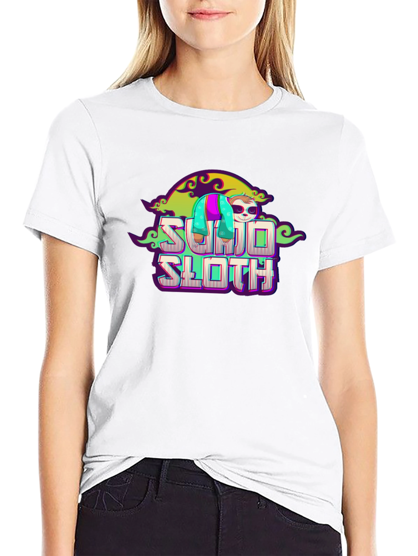 Black Sumo Sloth Graphic Tee - Unique Design view 9