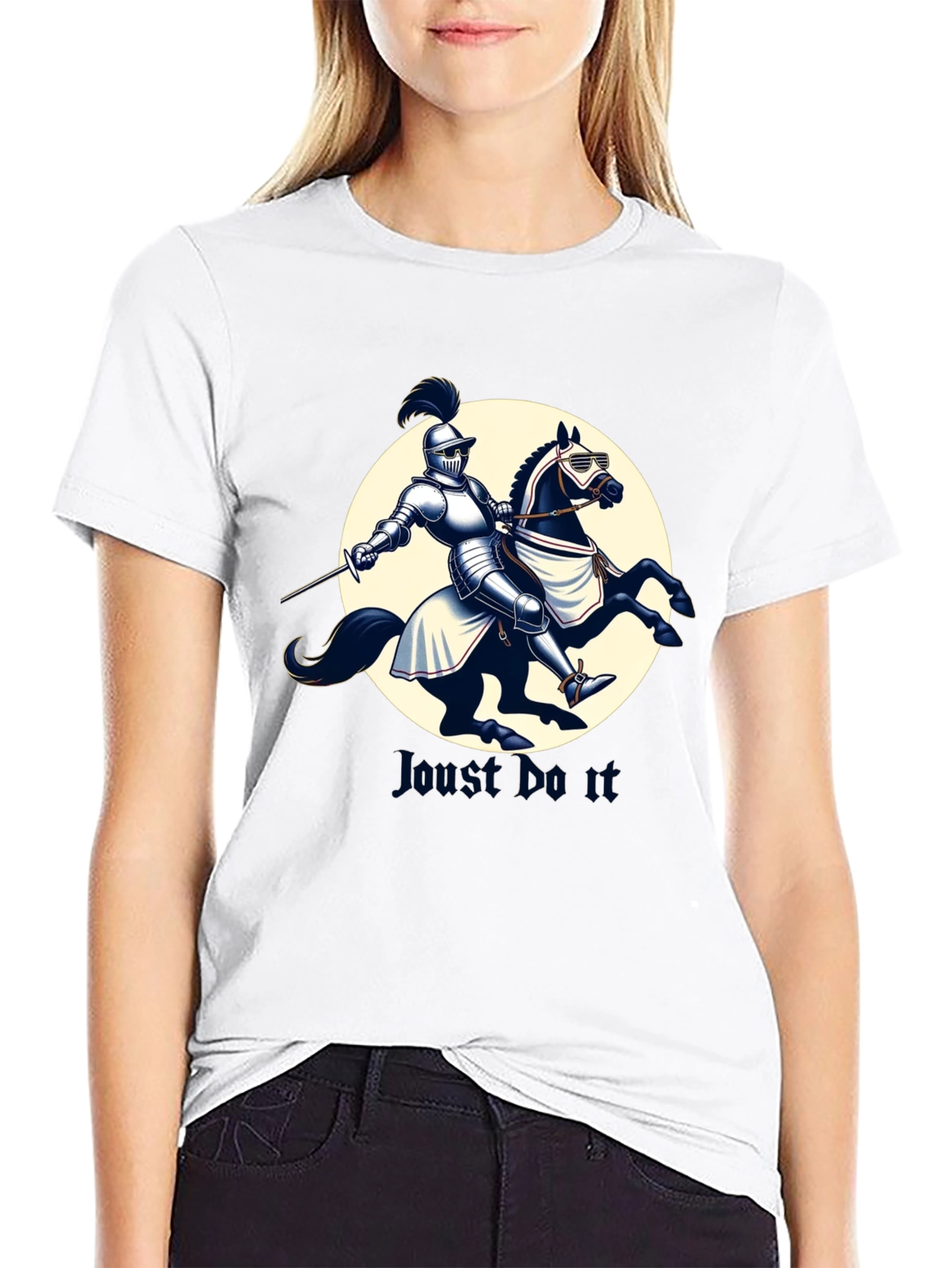 Black Joust Do It - Knight & Horse Graphic Tee view 9
