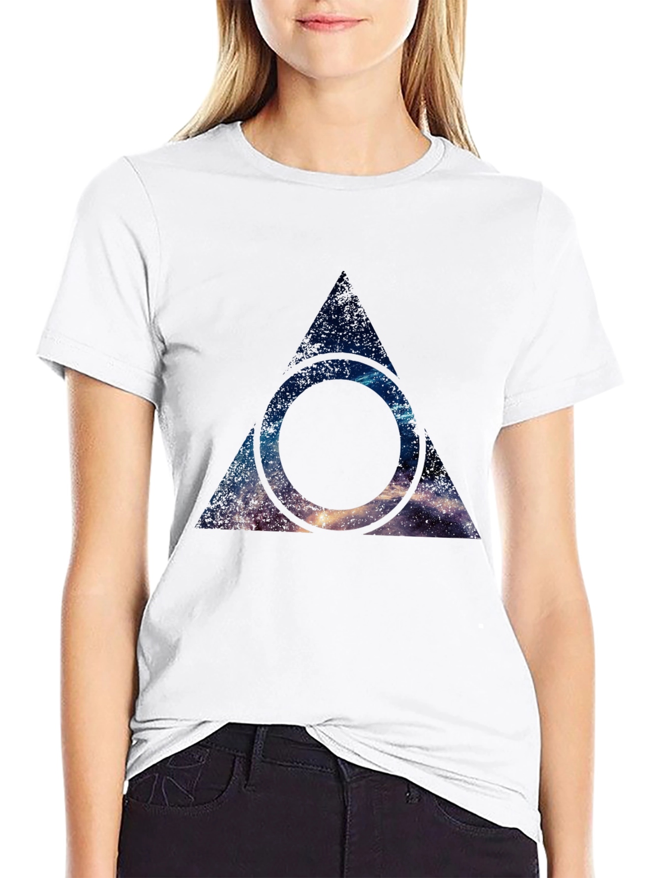 Black Galaxy Deathly Hallows T-Shirt - Black Cotton Blend view 9