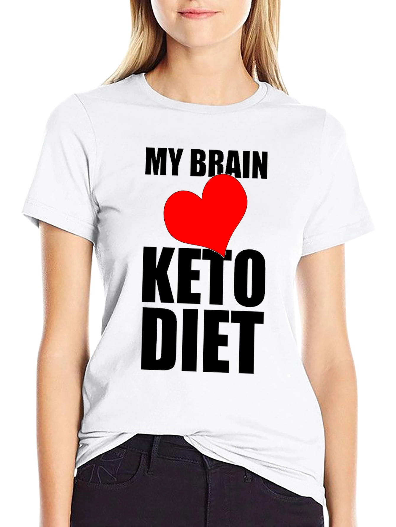 Black My Brain Loves Keto Diet Black T-Shirt view 9