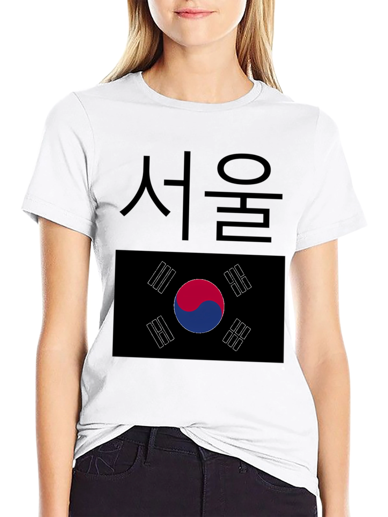 Black Seoul South Korea Flag Graphic T-Shirt view 9