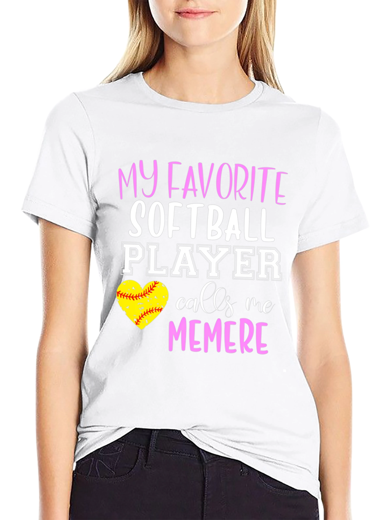Black My Favorite Softball Player Calls Me Memere T-Shirt view 9