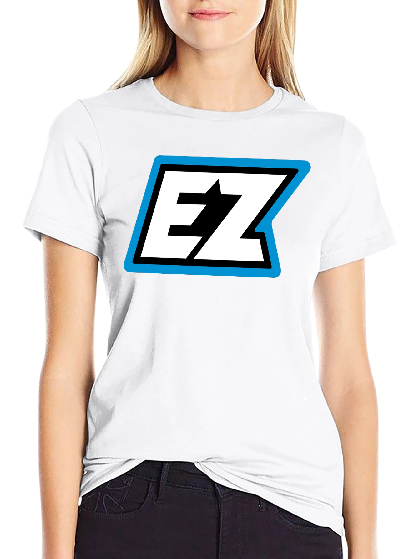 Black EZ Logo Black T-Shirt - Bold Graphic Tee view 9