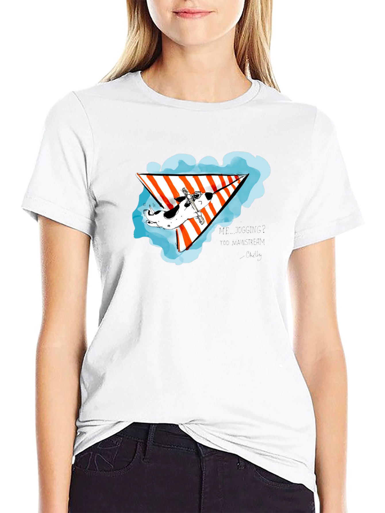 Black Hang Gliding Dog Black T-Shirt view 9