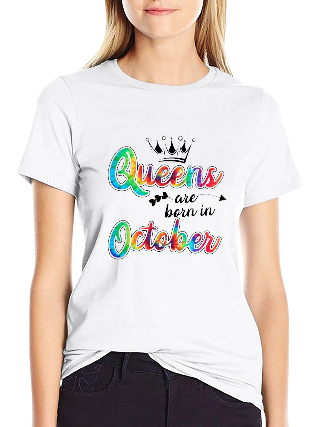 Black Queens Are Born in October Tie Dye T-Shirt view 9