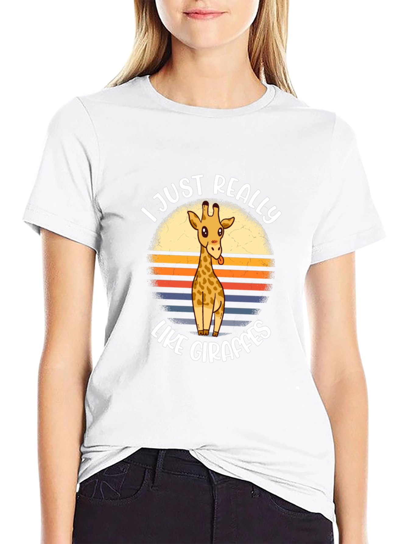 Black Funny Giraffe Lover Graphic Tee view 9