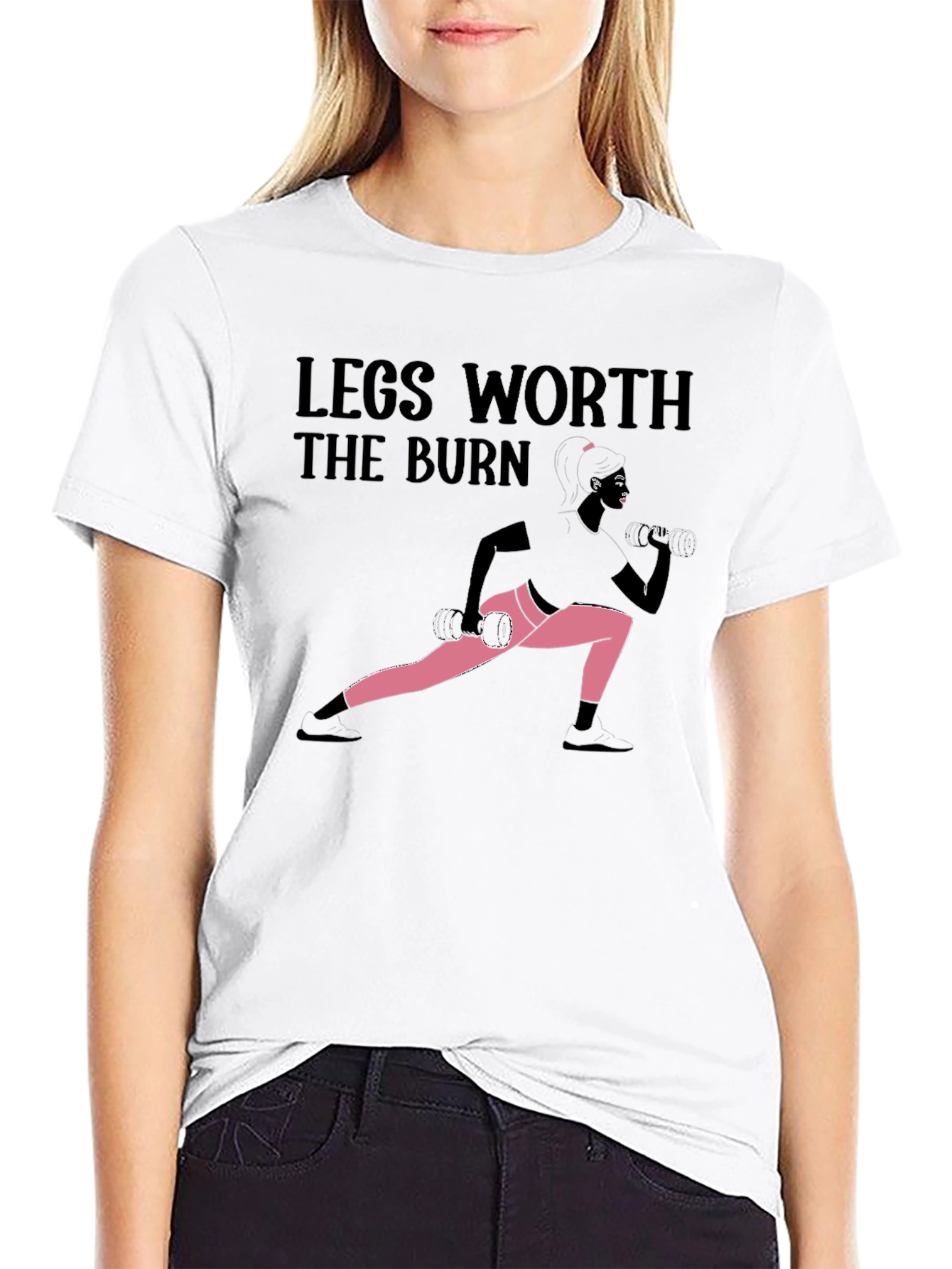 Black Legs Worth the Burn Workout T-Shirt view 9