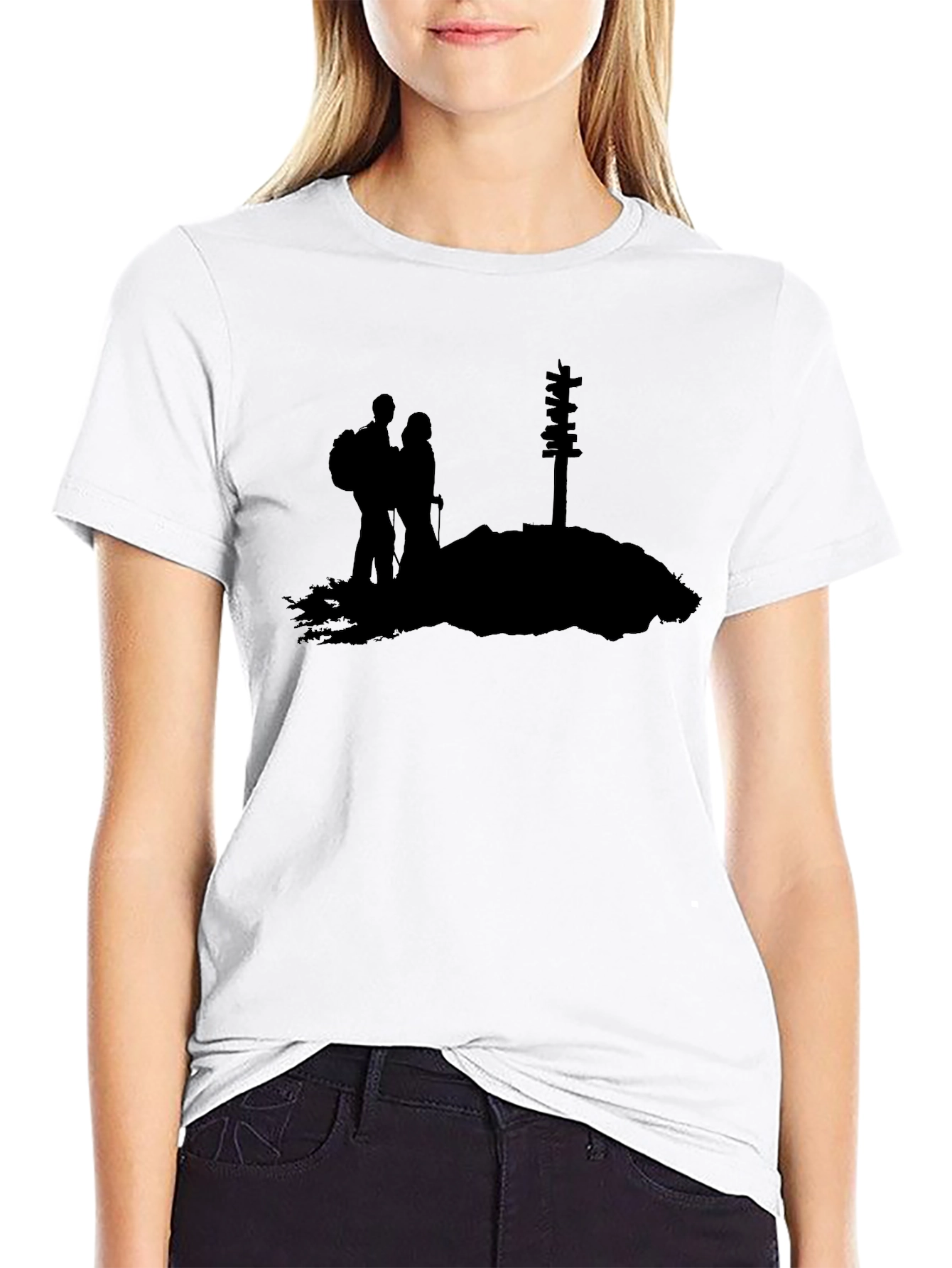 Black Hiking Couple Graphic Tee - Mountain Adventure Shirt view 9