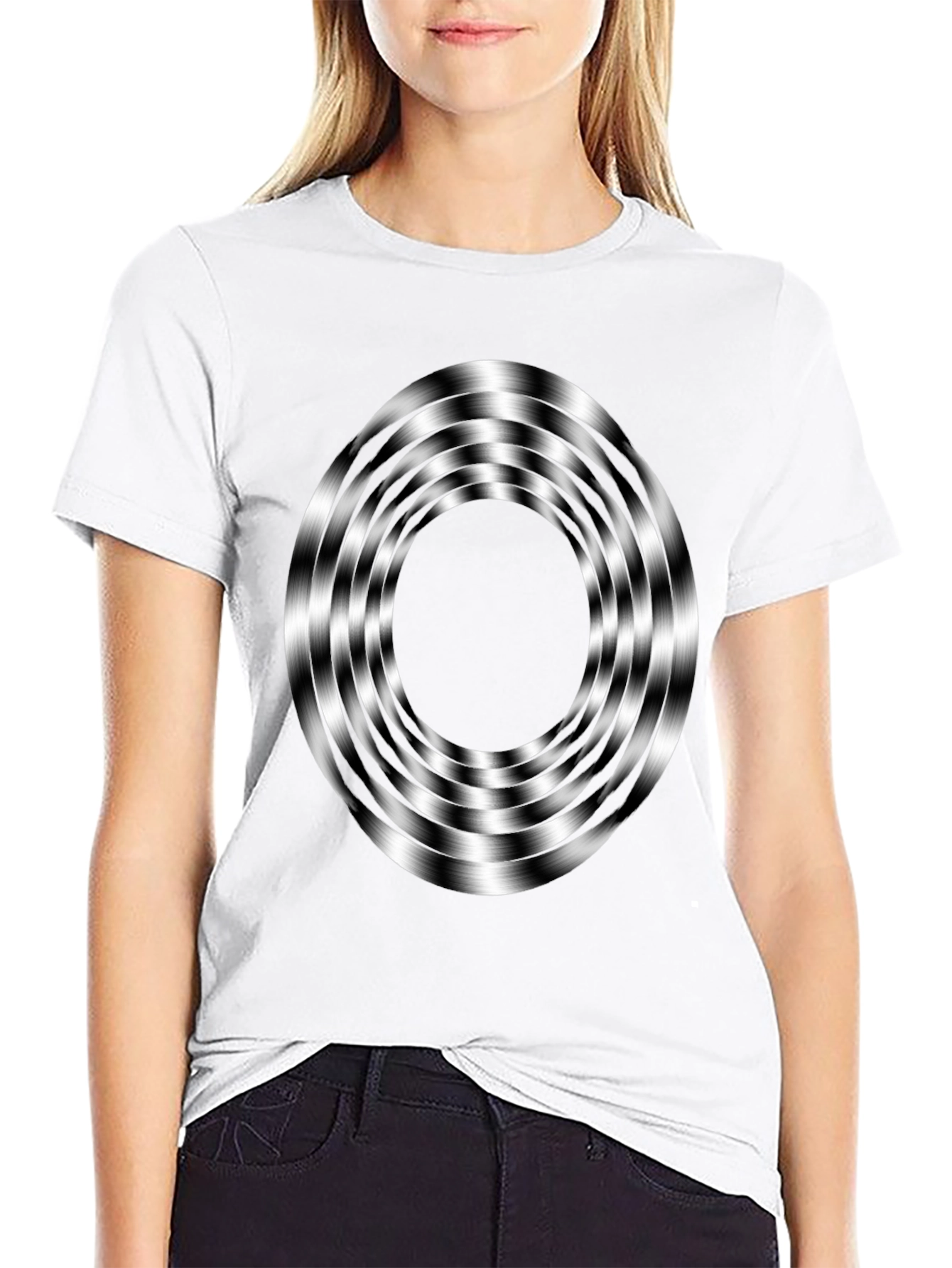 Black Optical Illusion Graphic Tee view 9
