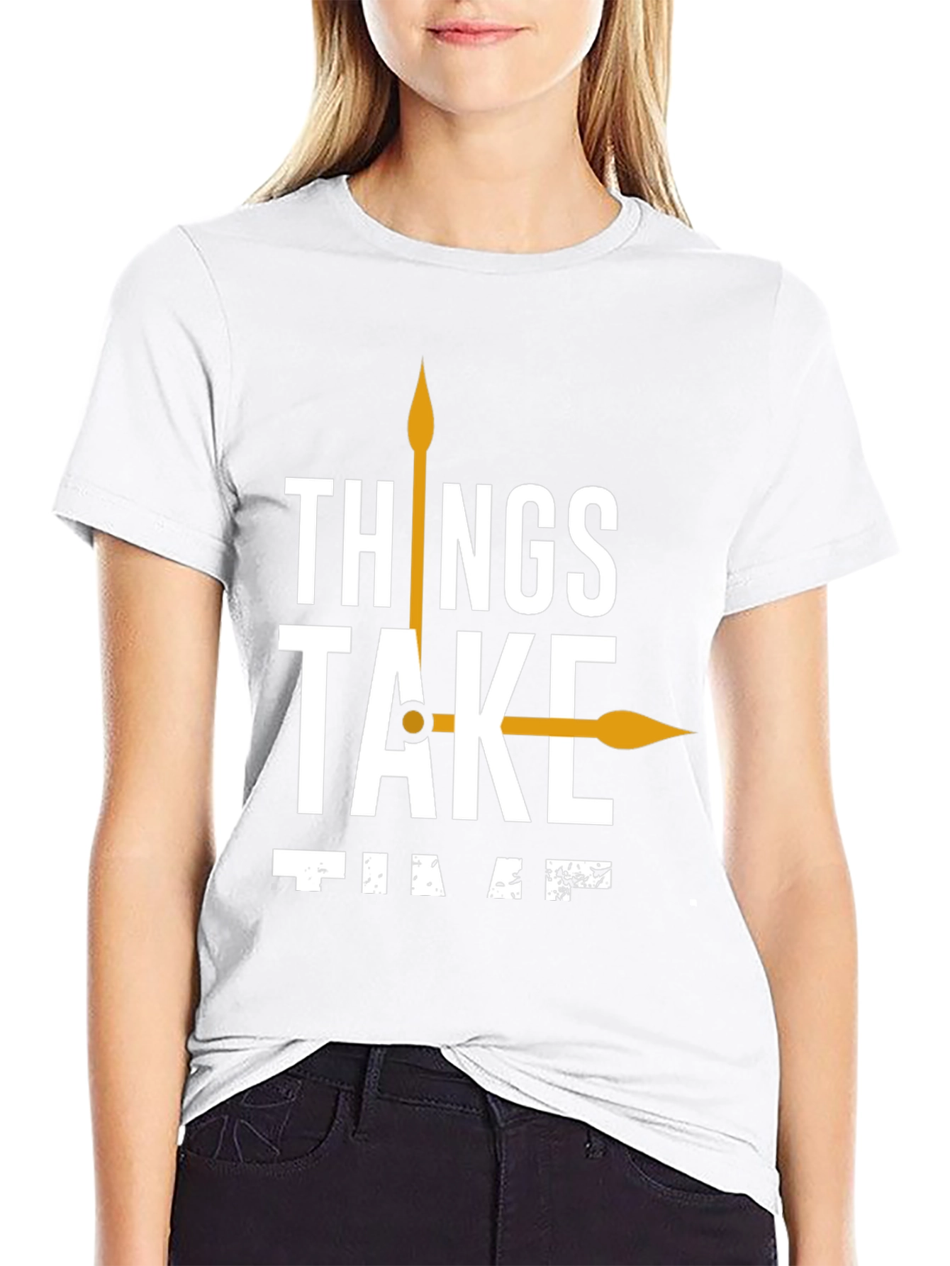 Black Things Take Time T-Shirt Black Casual Cotton Tee view 9