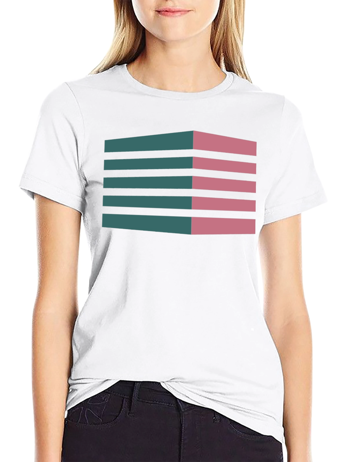 Black Geometric 3D Stripes T-Shirt view 9
