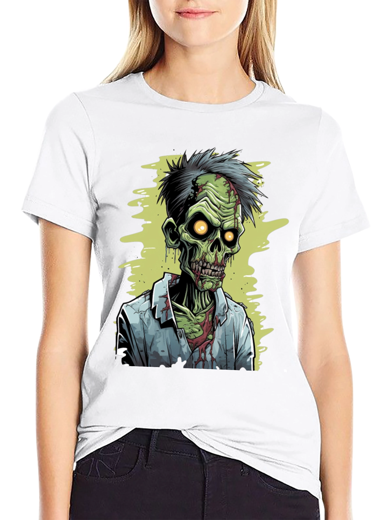 Black Zombie Cartoon Graphic Tee view 9