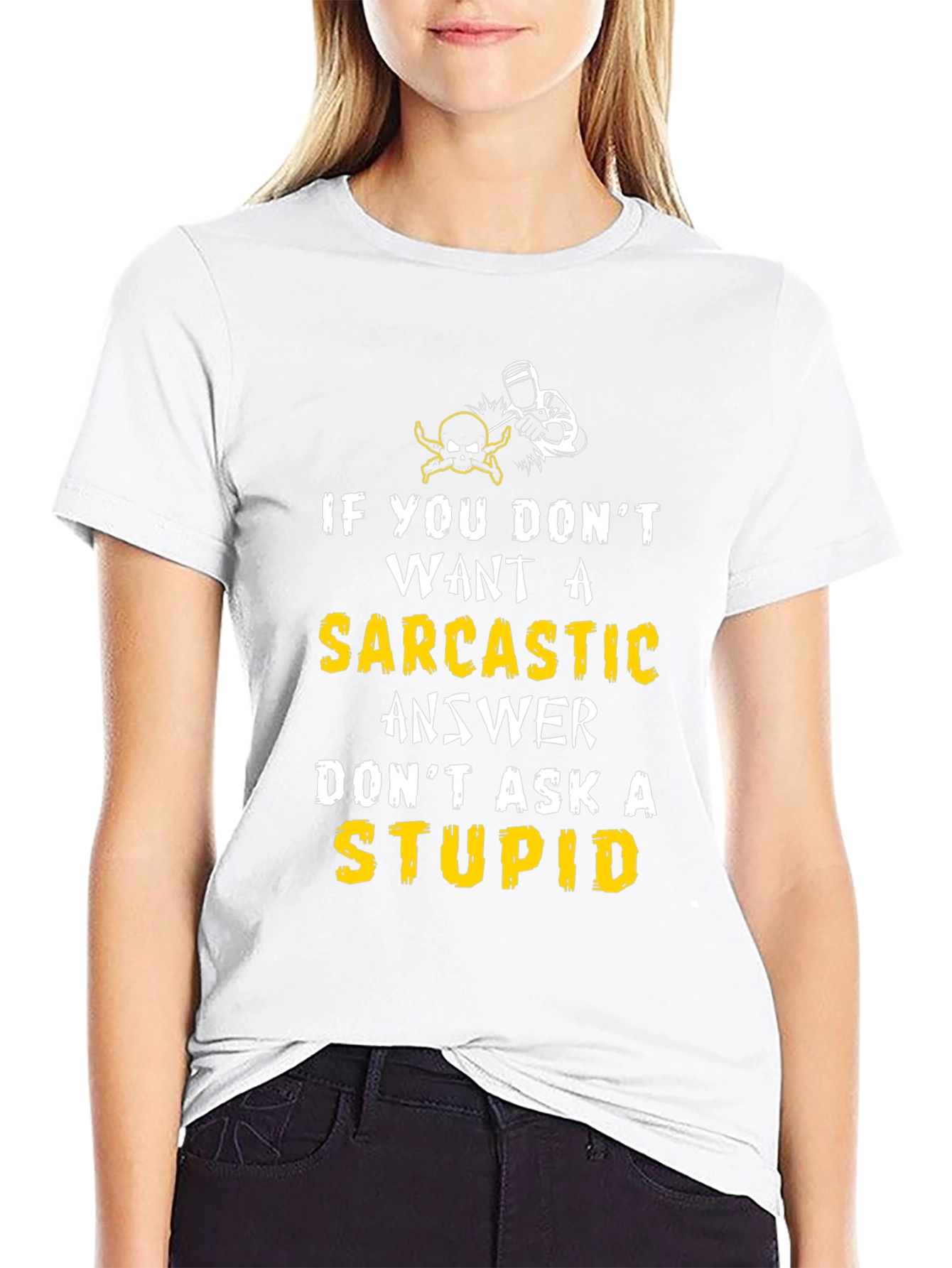 Black Sarcastic Answer Graphic Tee view 9