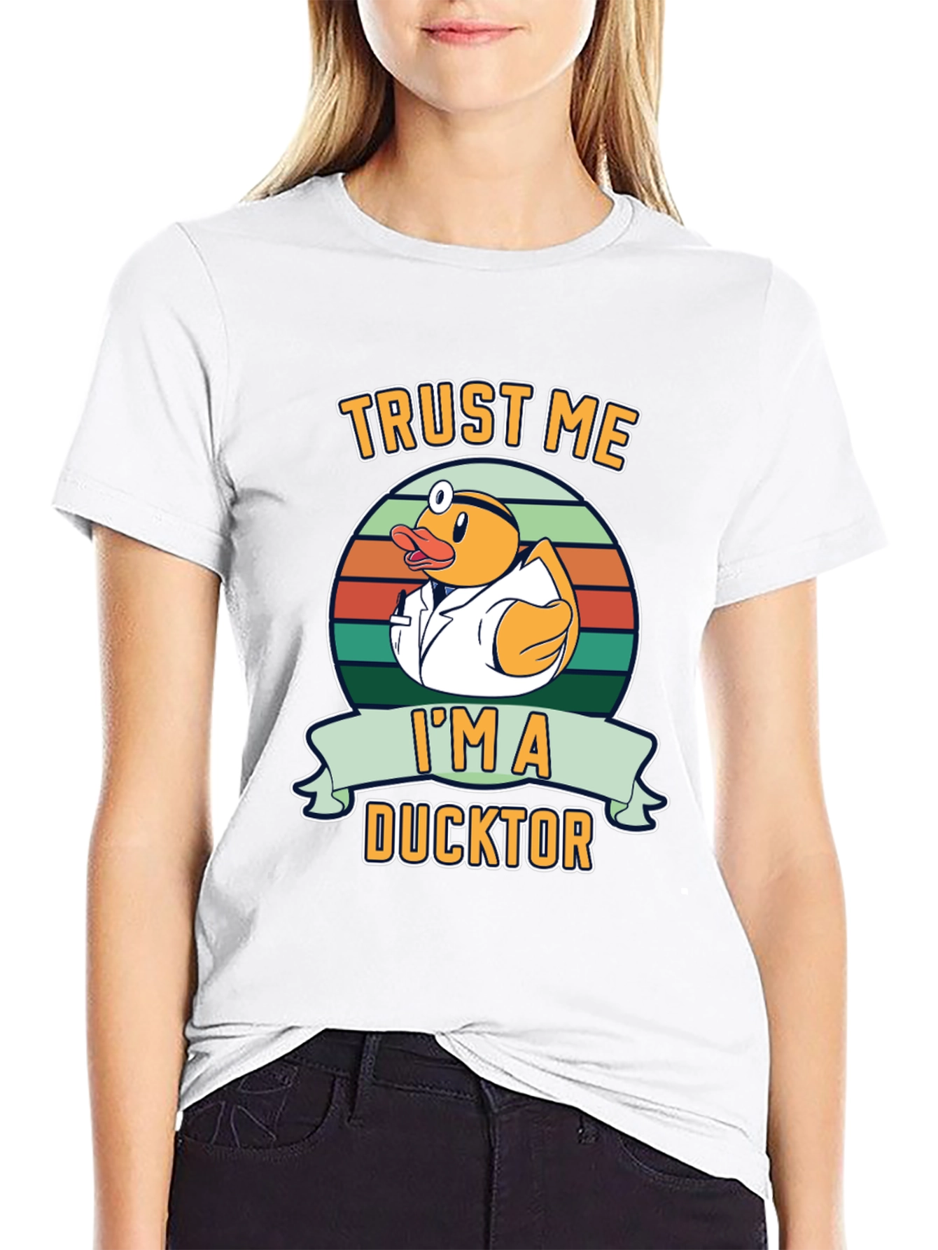Black Trust Me I'm a Ducktor Graphic T-Shirt view 9