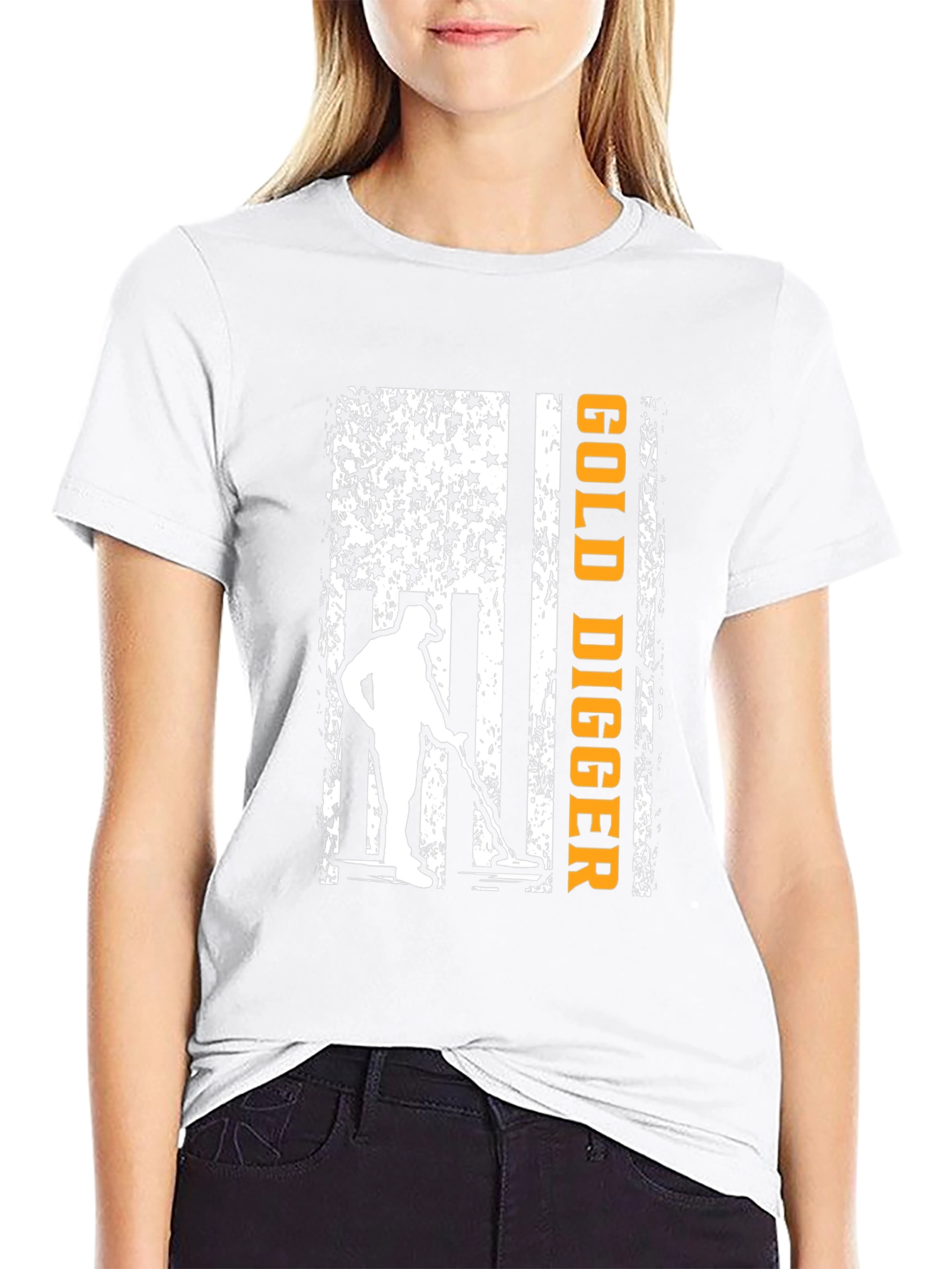 Black Gold Digger American Flag Graphic T-Shirt view 9