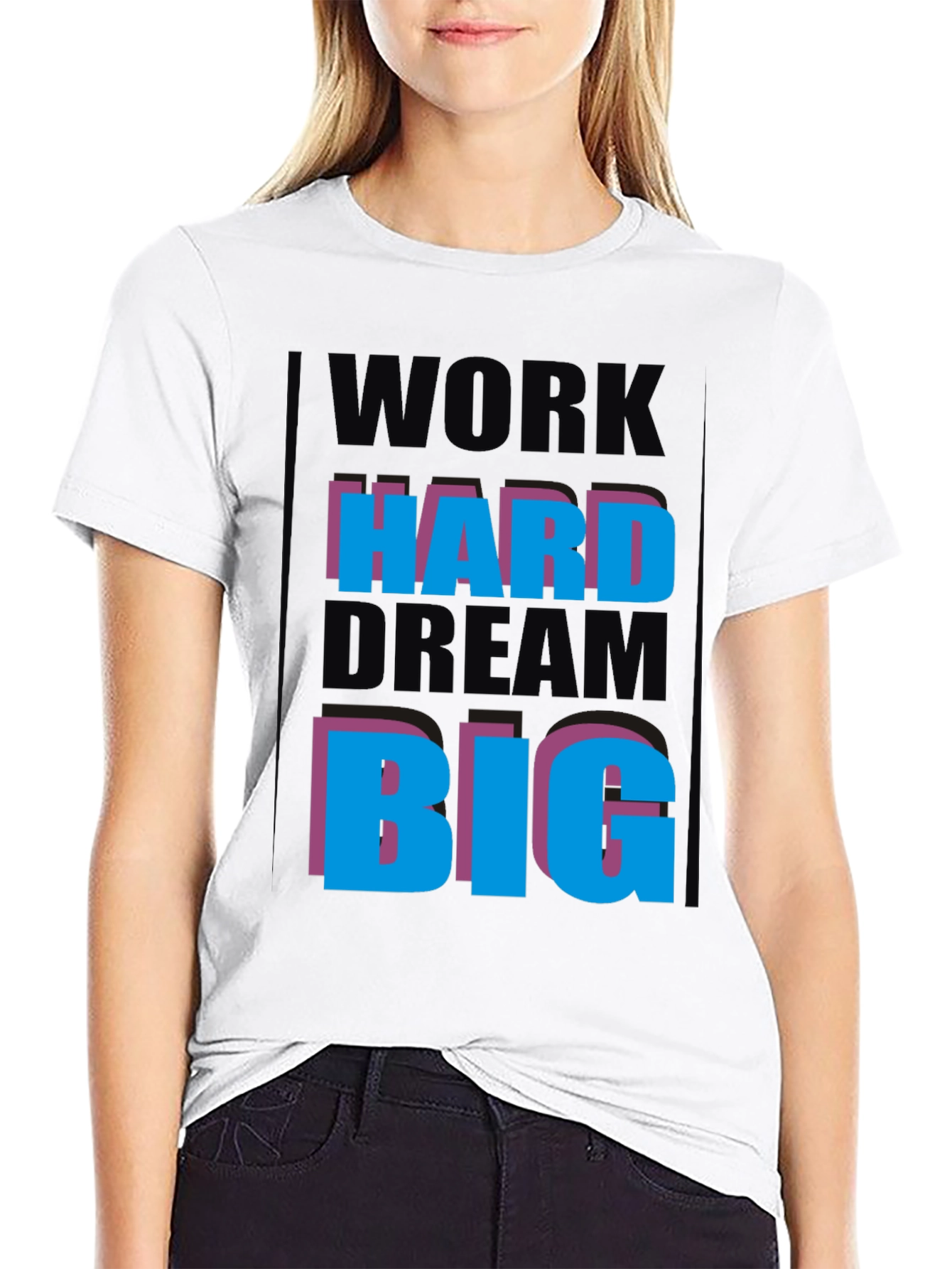 Black Work Hard Dream Big Graphic Tee view 9