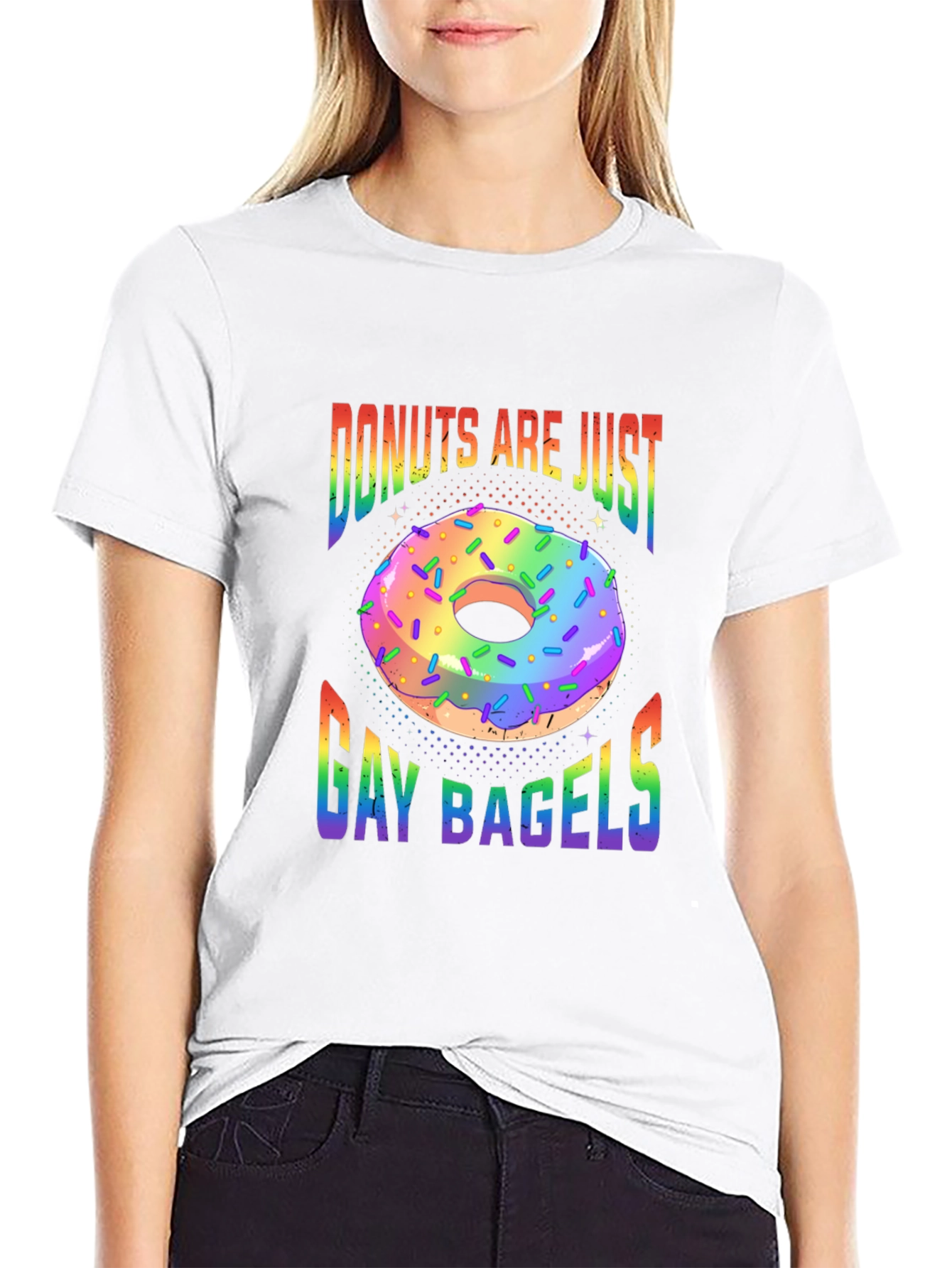 Black Donuts Are Just Gay Bagels Graphic Tee view 9