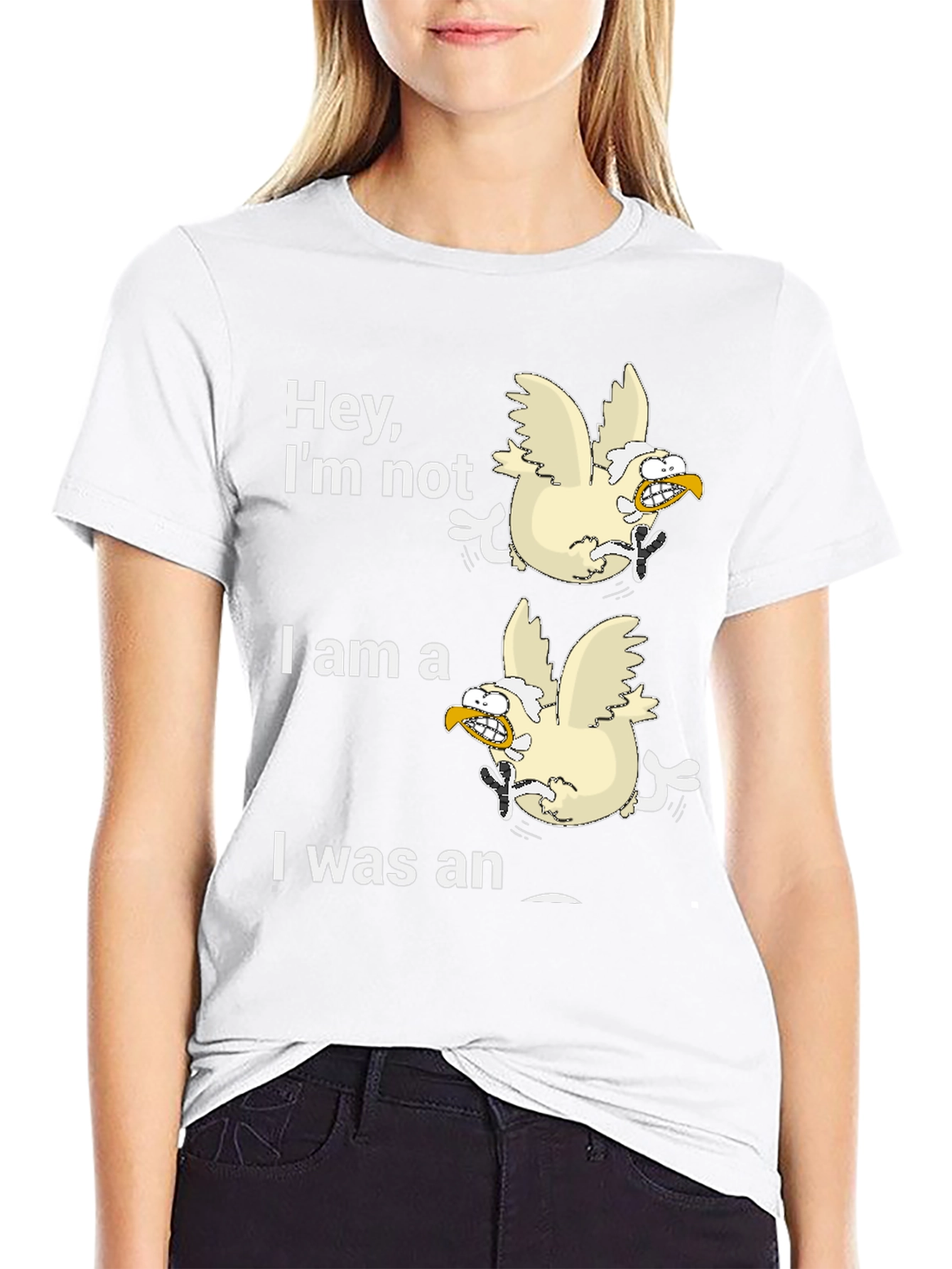 Black Funny Chicken T-Shirt: Hey, I'm Not! view 9