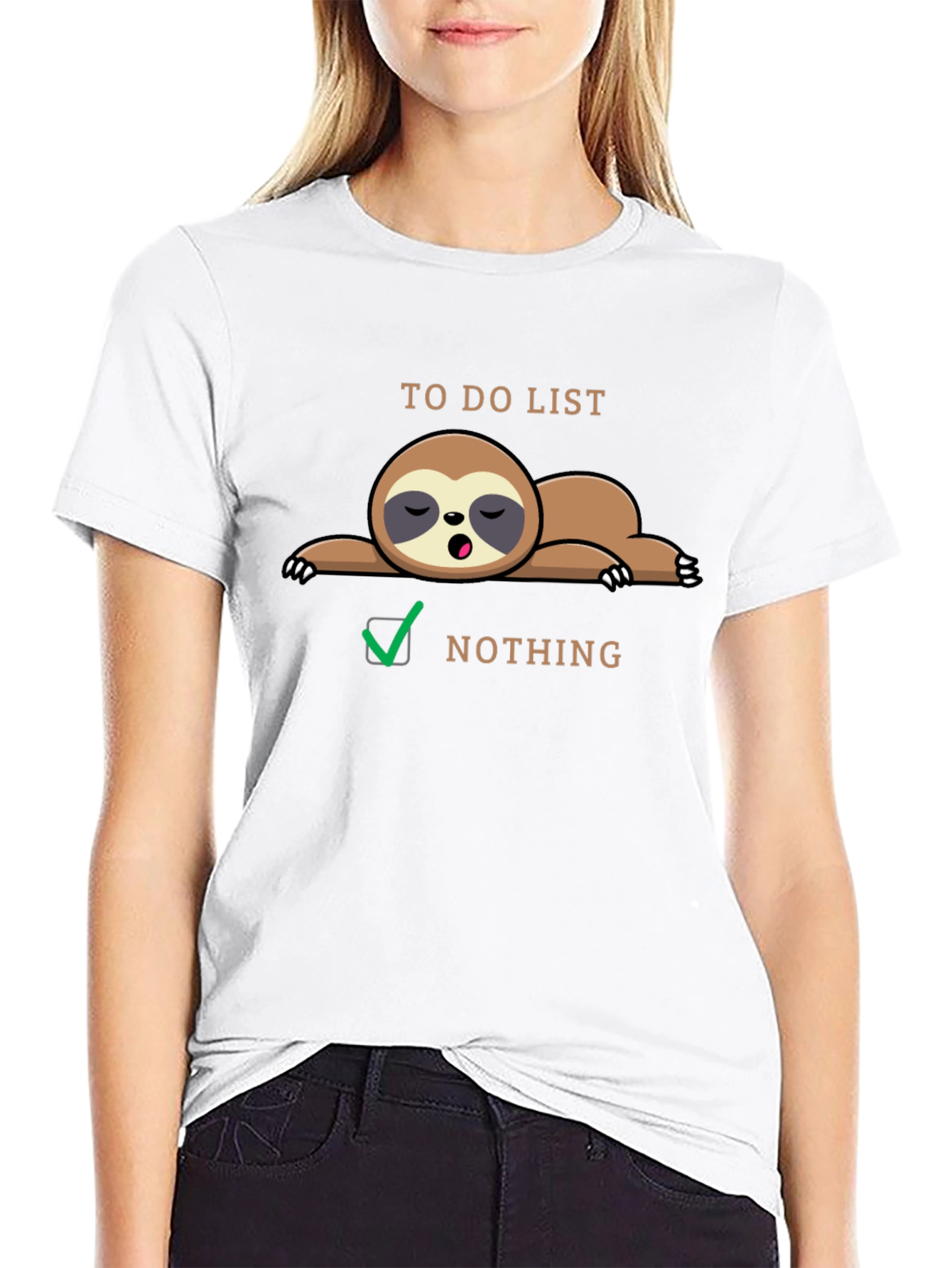 Black Lazy Sloth To-Do List Funny Graphic Tee view 9