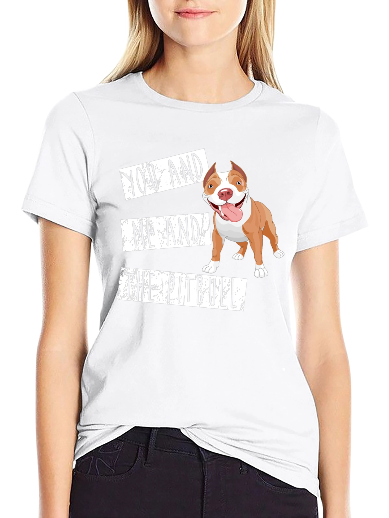 Black You, Me, and The Pitbull T-Shirt -  Unisex Cotton Blend view 9