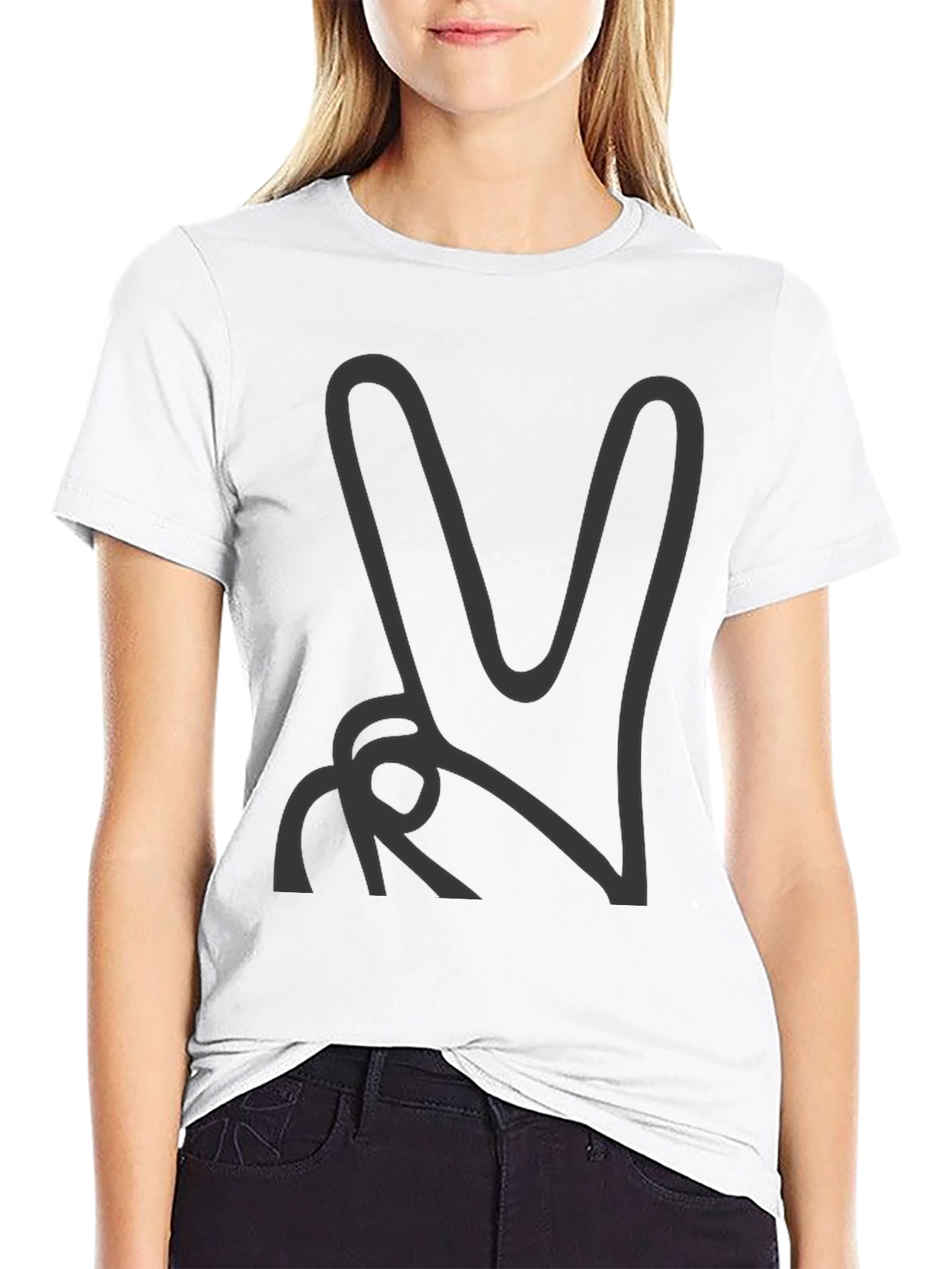 Black Peace Sign Graphic Tee - Classic Black Comfort view 9
