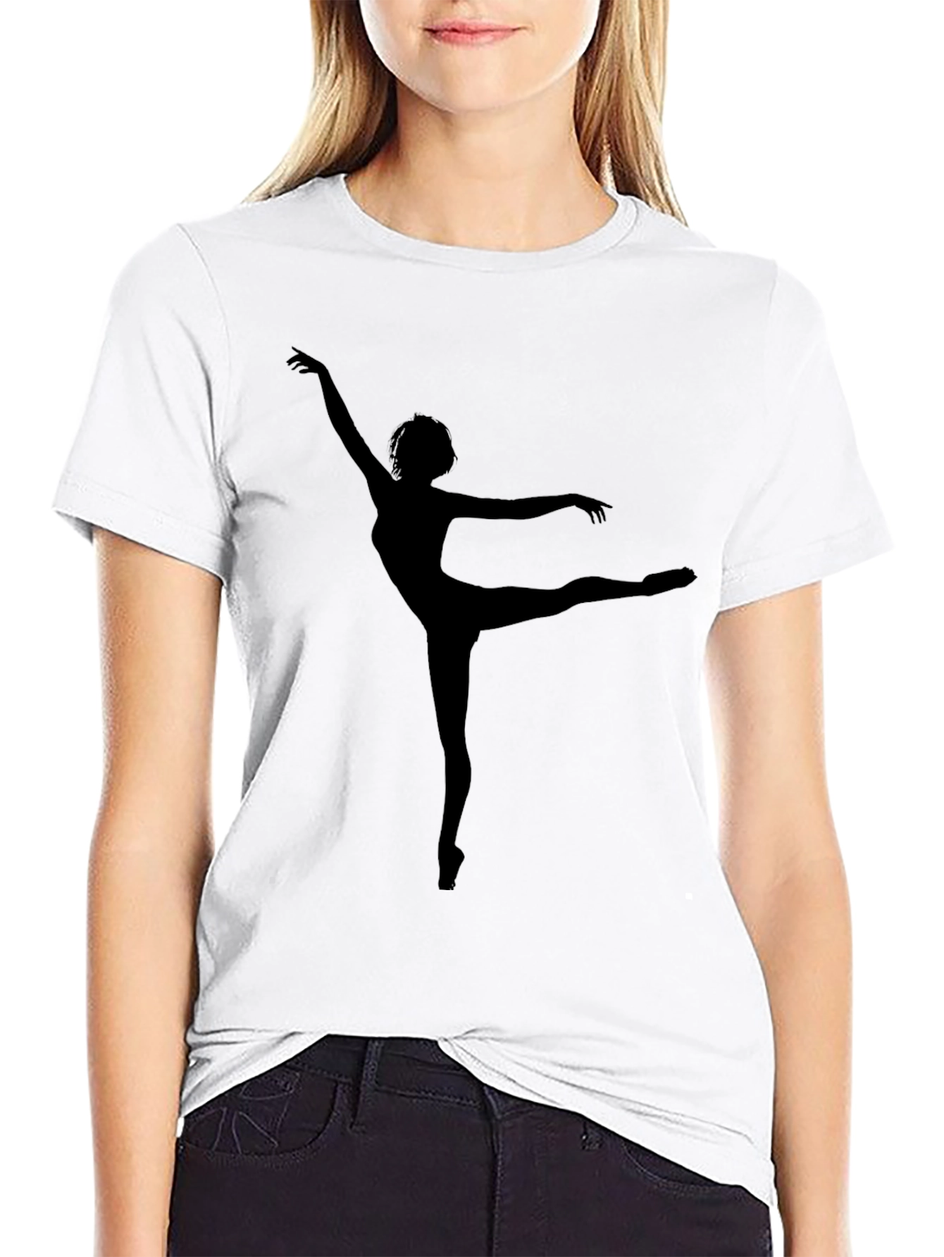 Black Black T-Shirt with Ballerina Silhouette view 9