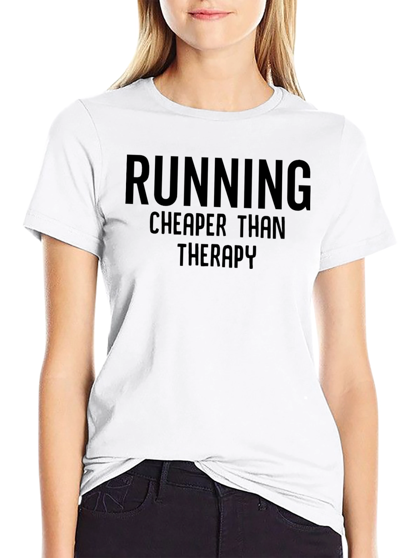 Black Running Cheaper Than Therapy Graphic Tee view 9